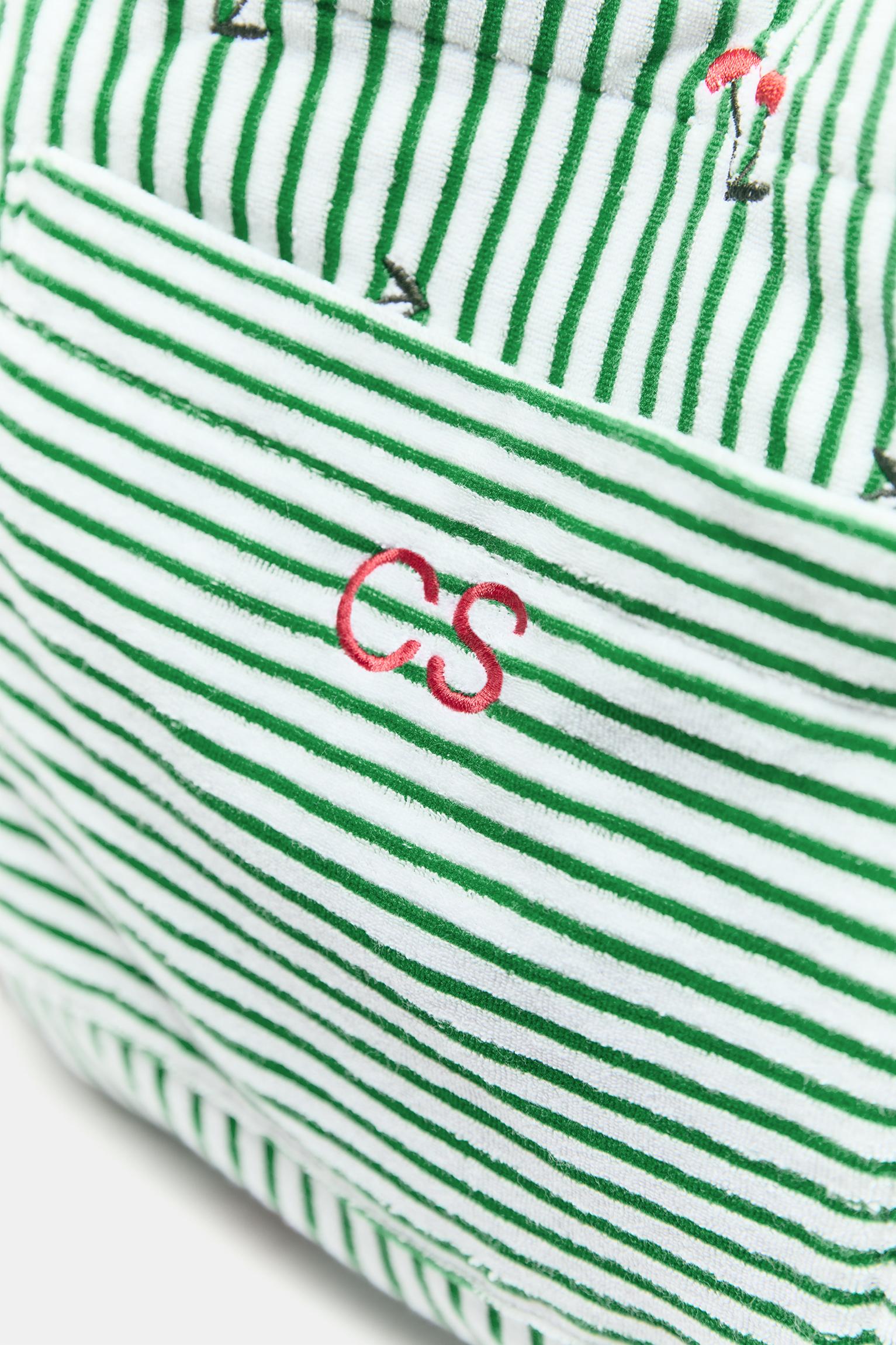 Striped towel shopper bag — Khaki
