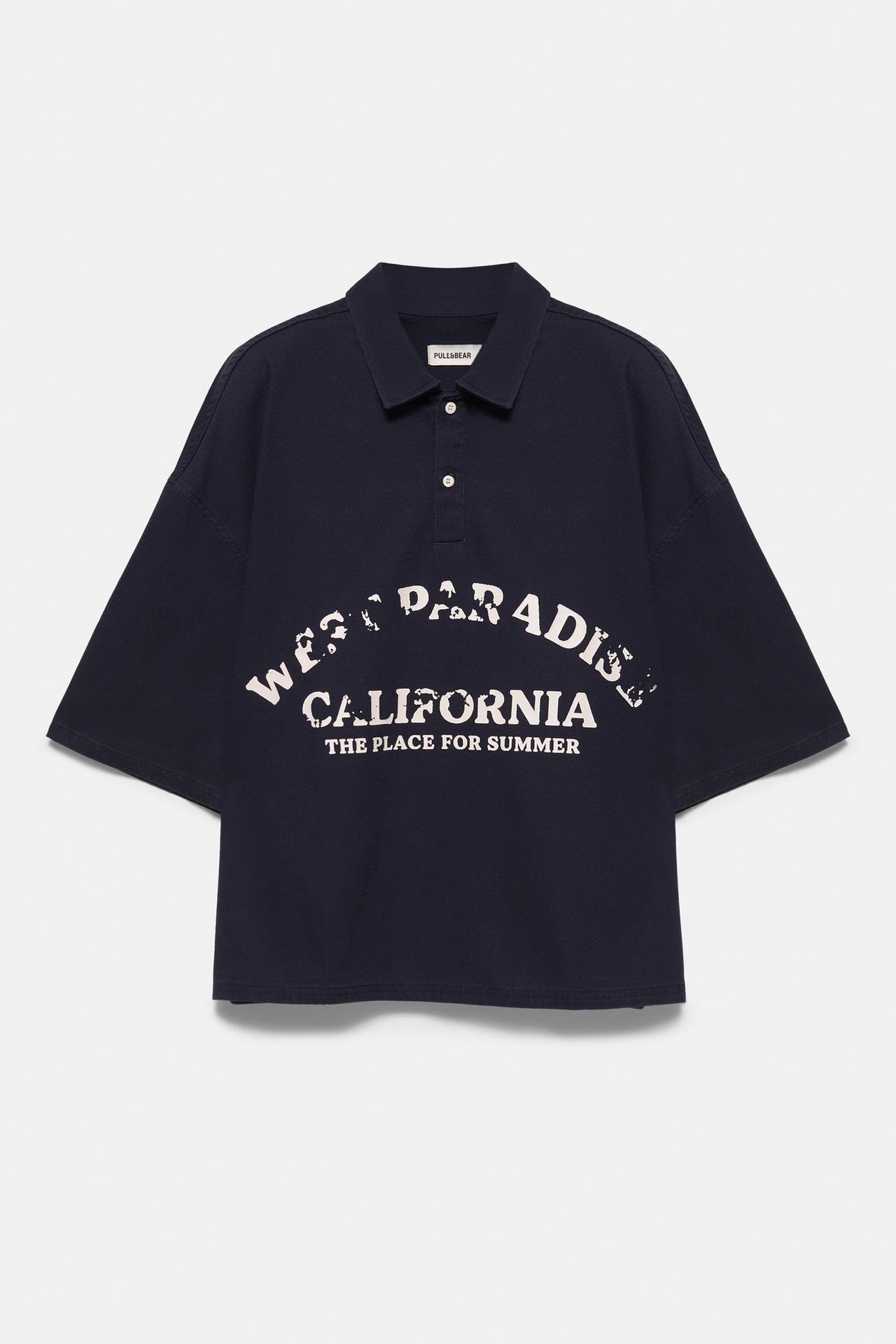 Short sleeve graphic polo shirt — Dark blue