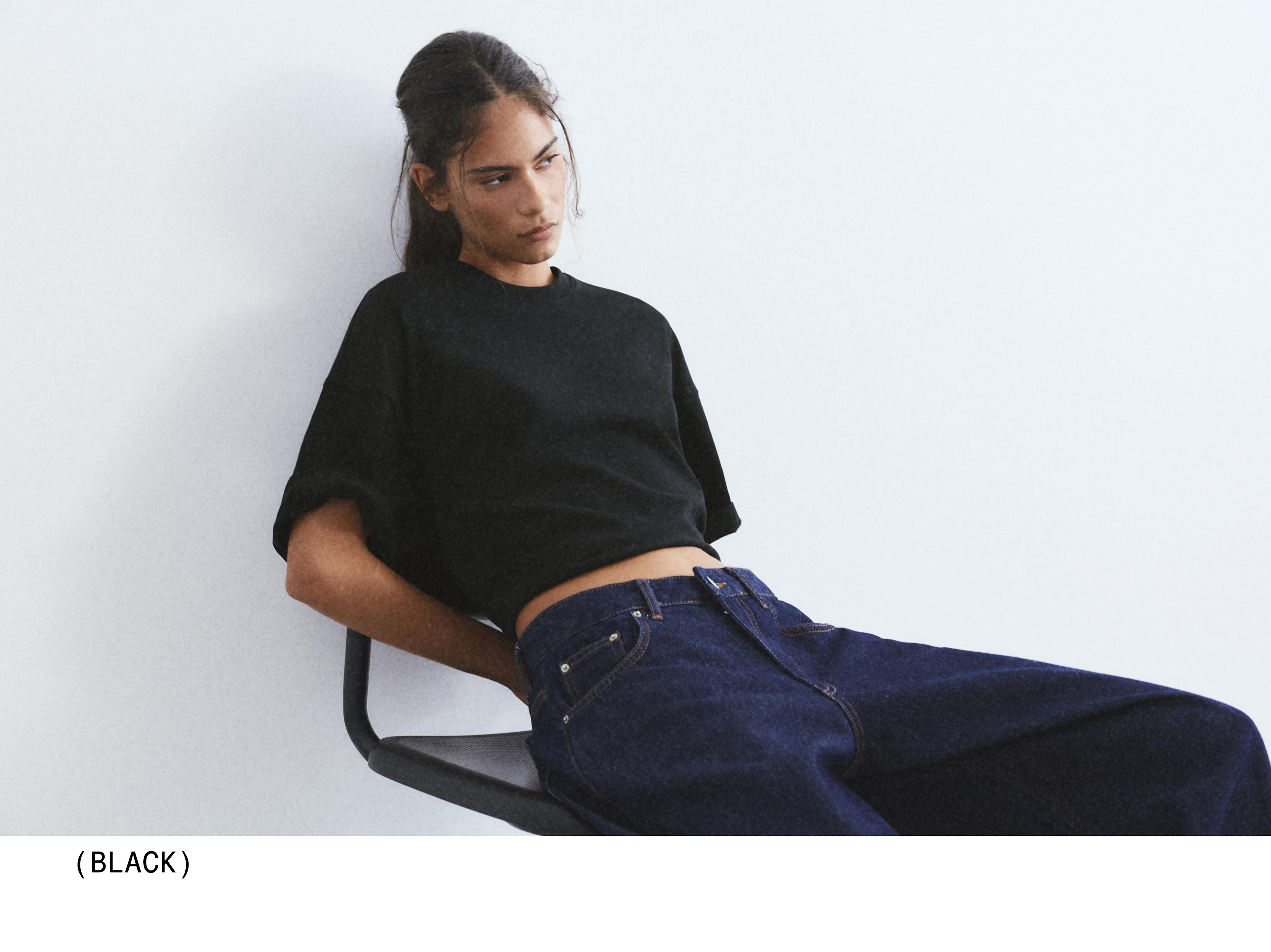Boxy fit short sleeve T-shirt — Black