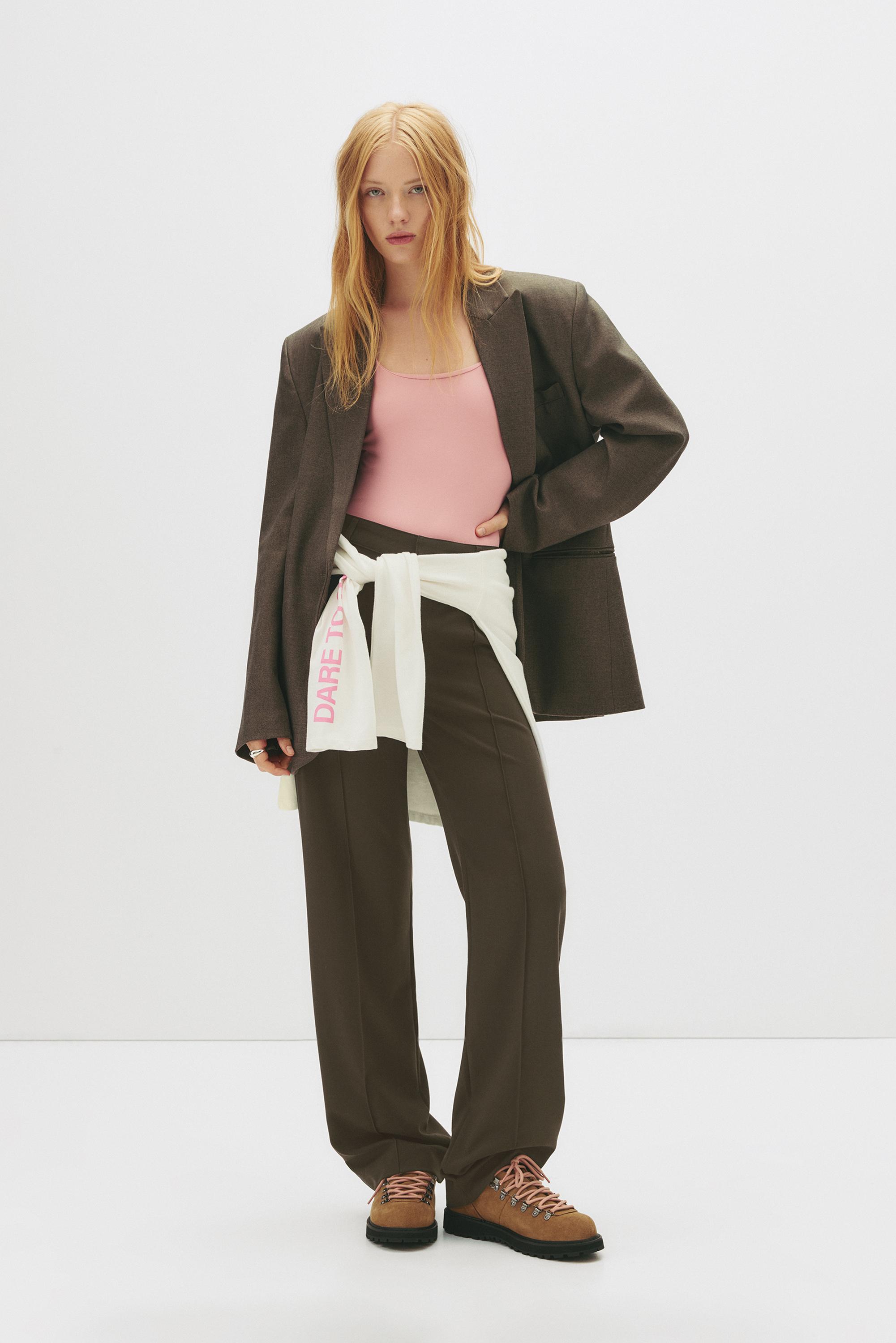 Smart trousers with seam detail — Medium khaki