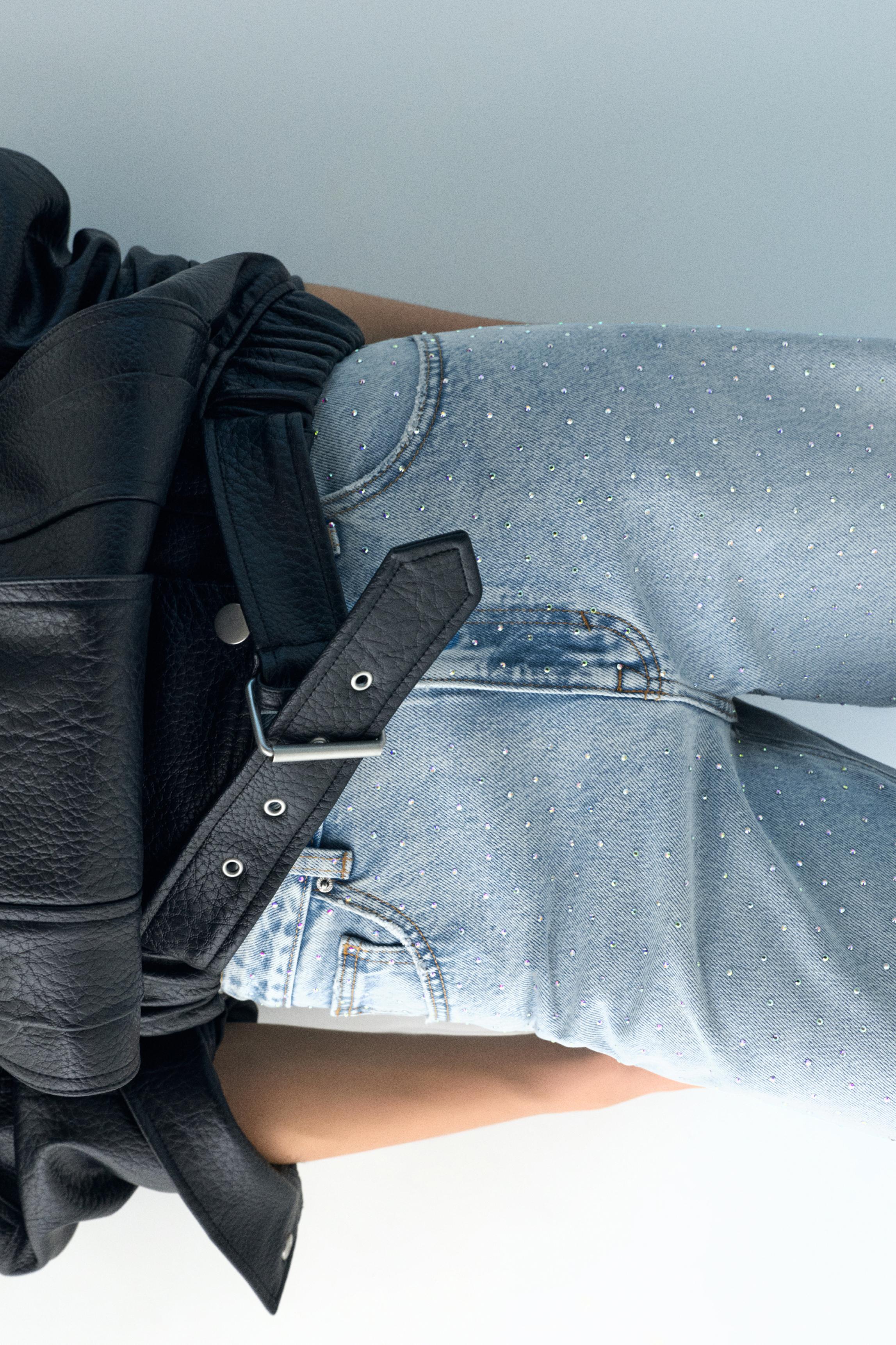 Baggy straight payetli jean - Görsel 18