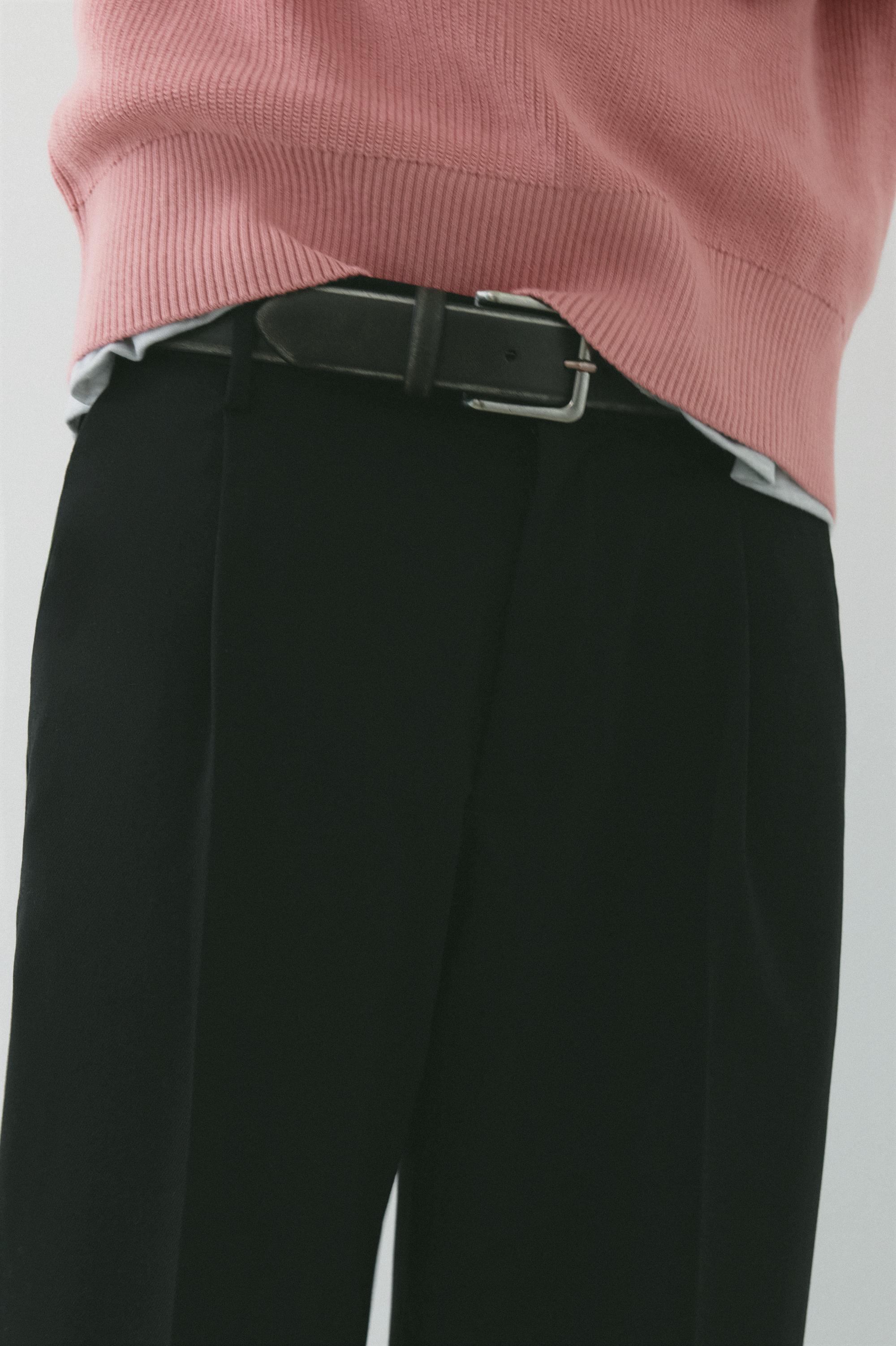 Wide-leg tailored trousers — Black