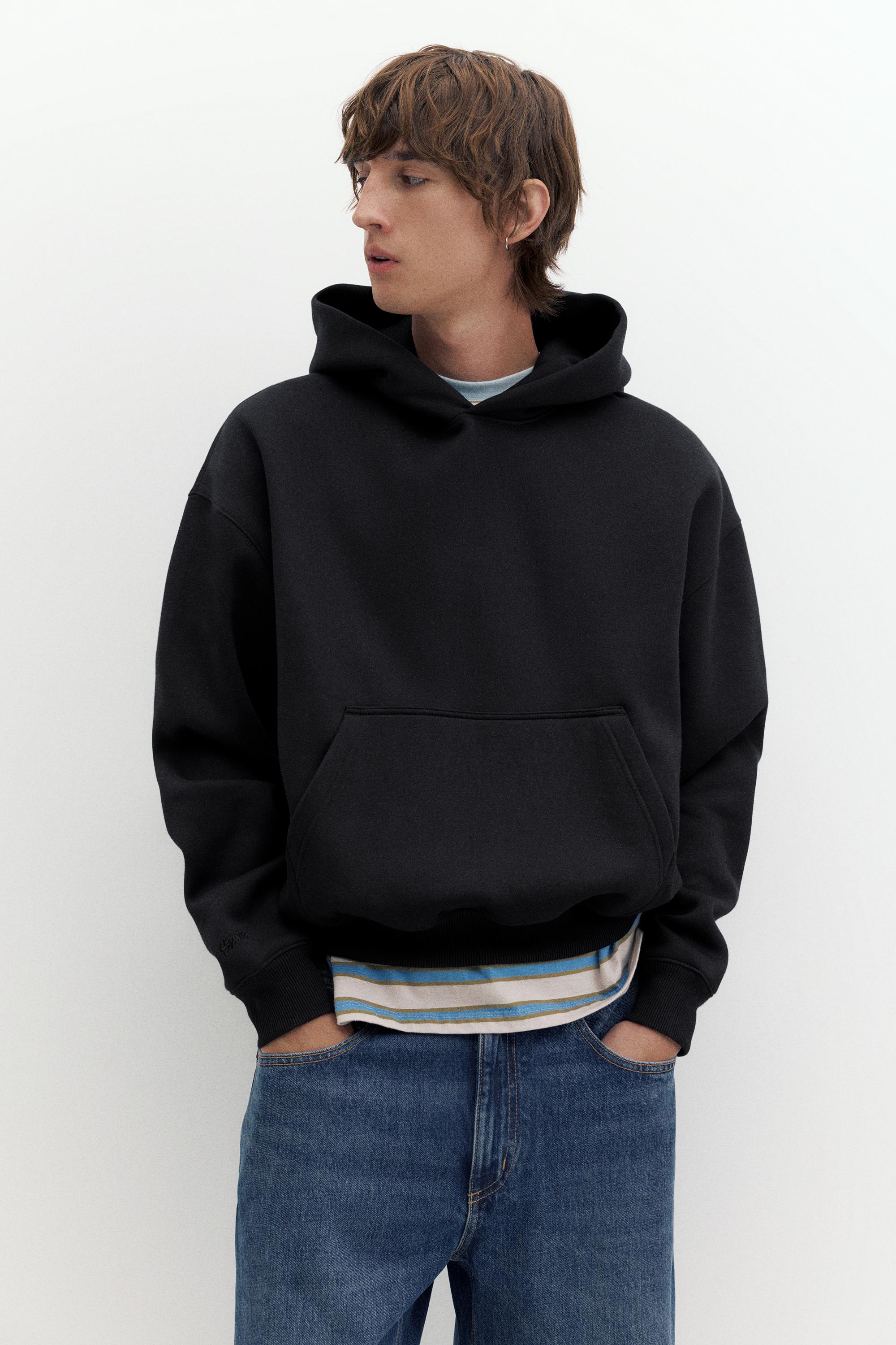 STWD boxy-fit logo hoodie — Black