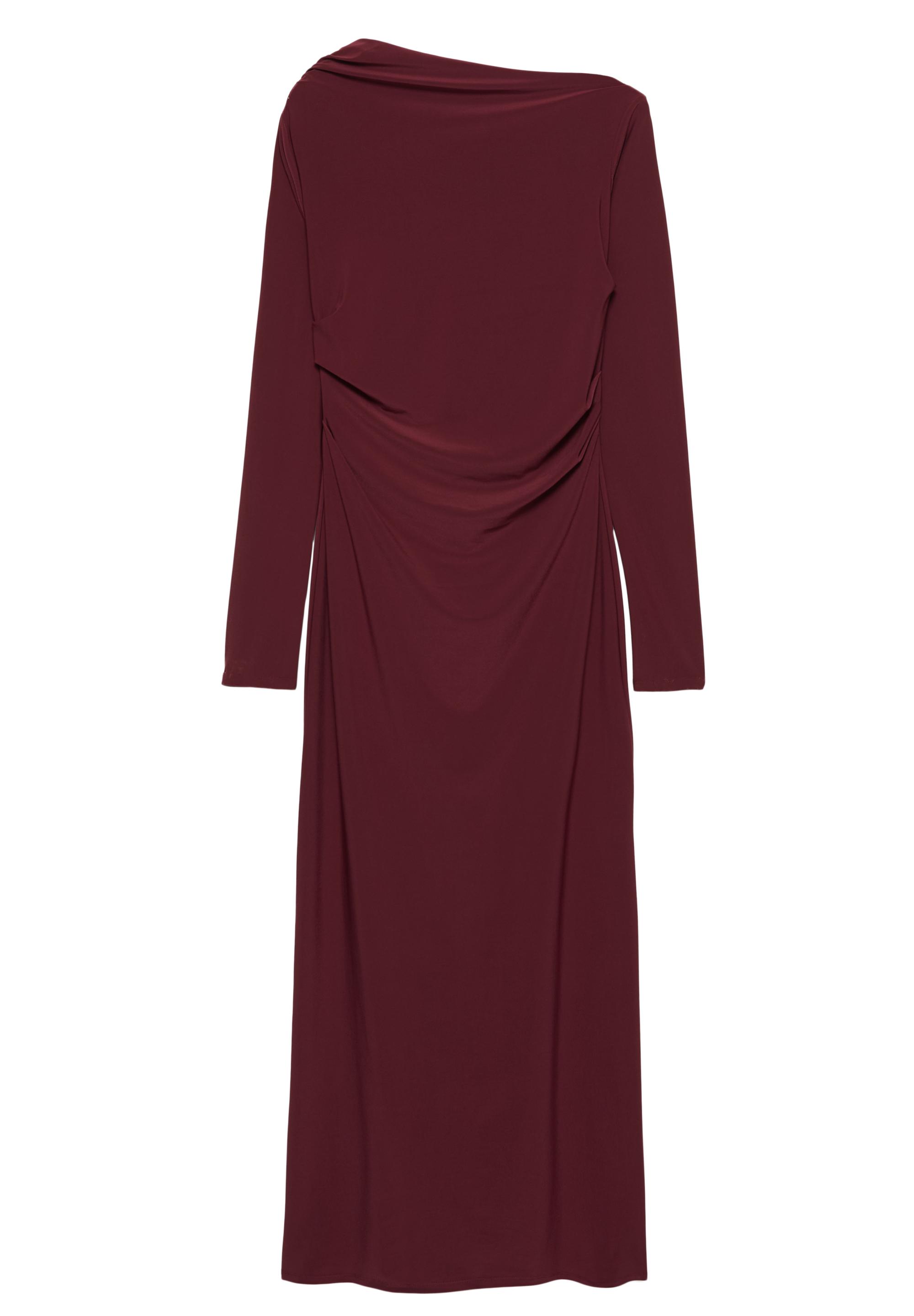 Drape detaylı yumuşak midi elbise - Görsel 17