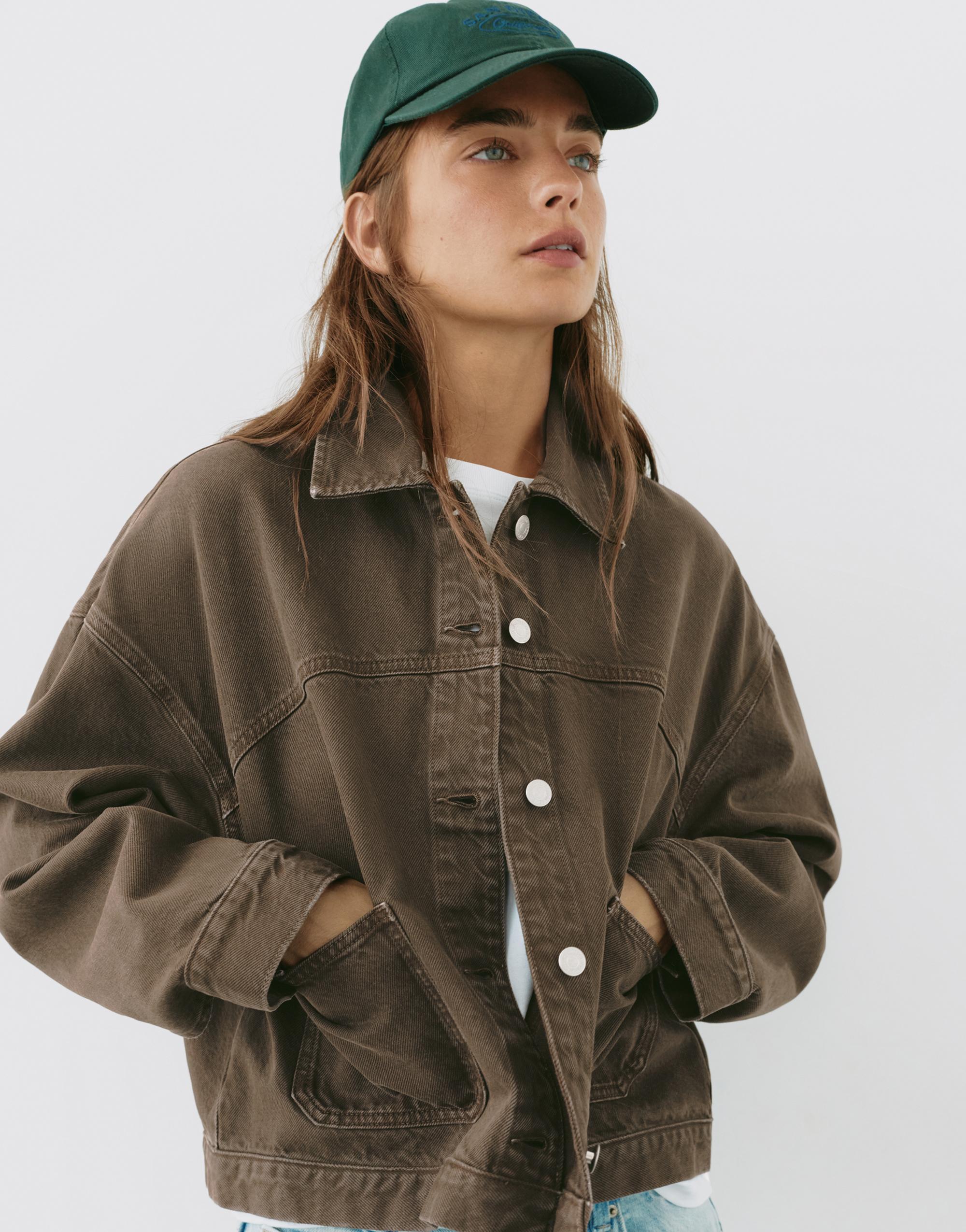Boxy denim overshirt — Brown
