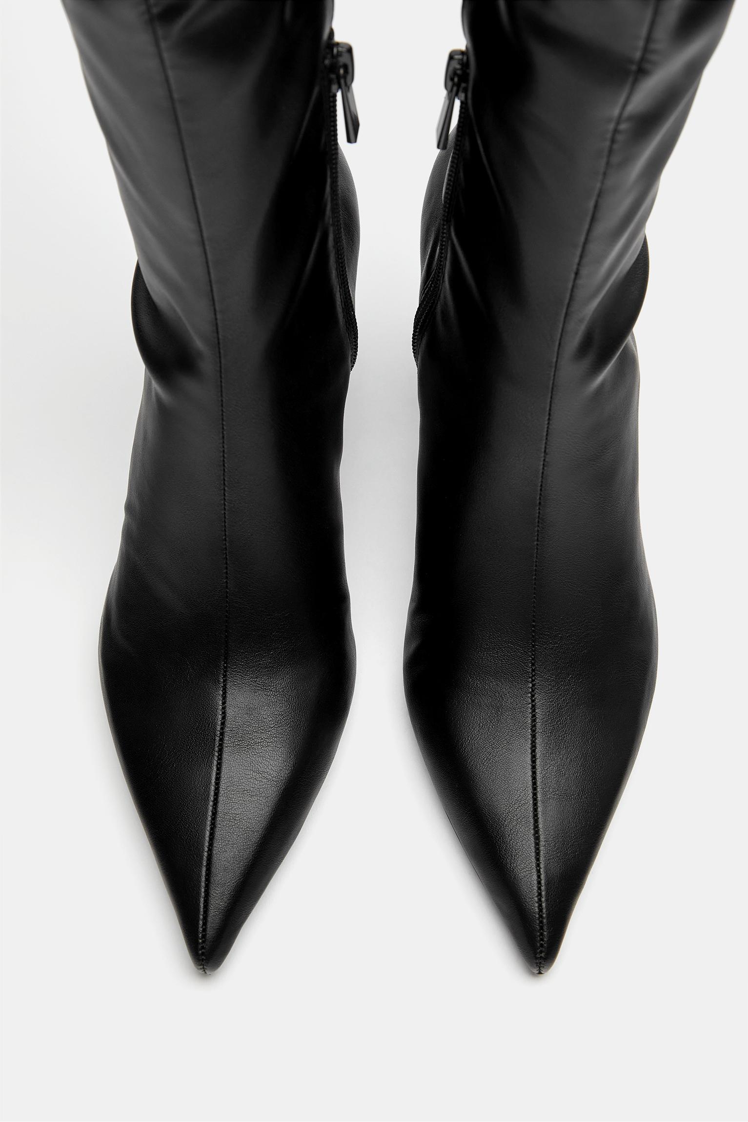 Stretch high-heel knee-high boots — Black