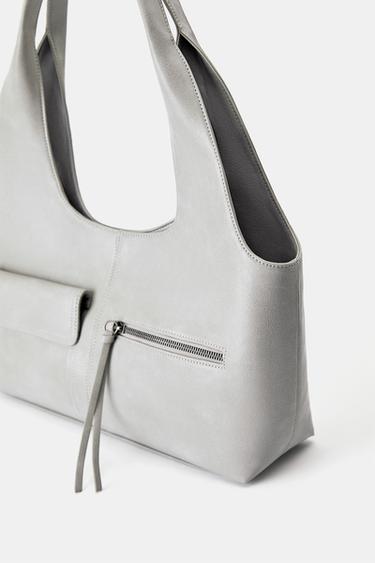 Distressed suede shopper bag — Grey 4