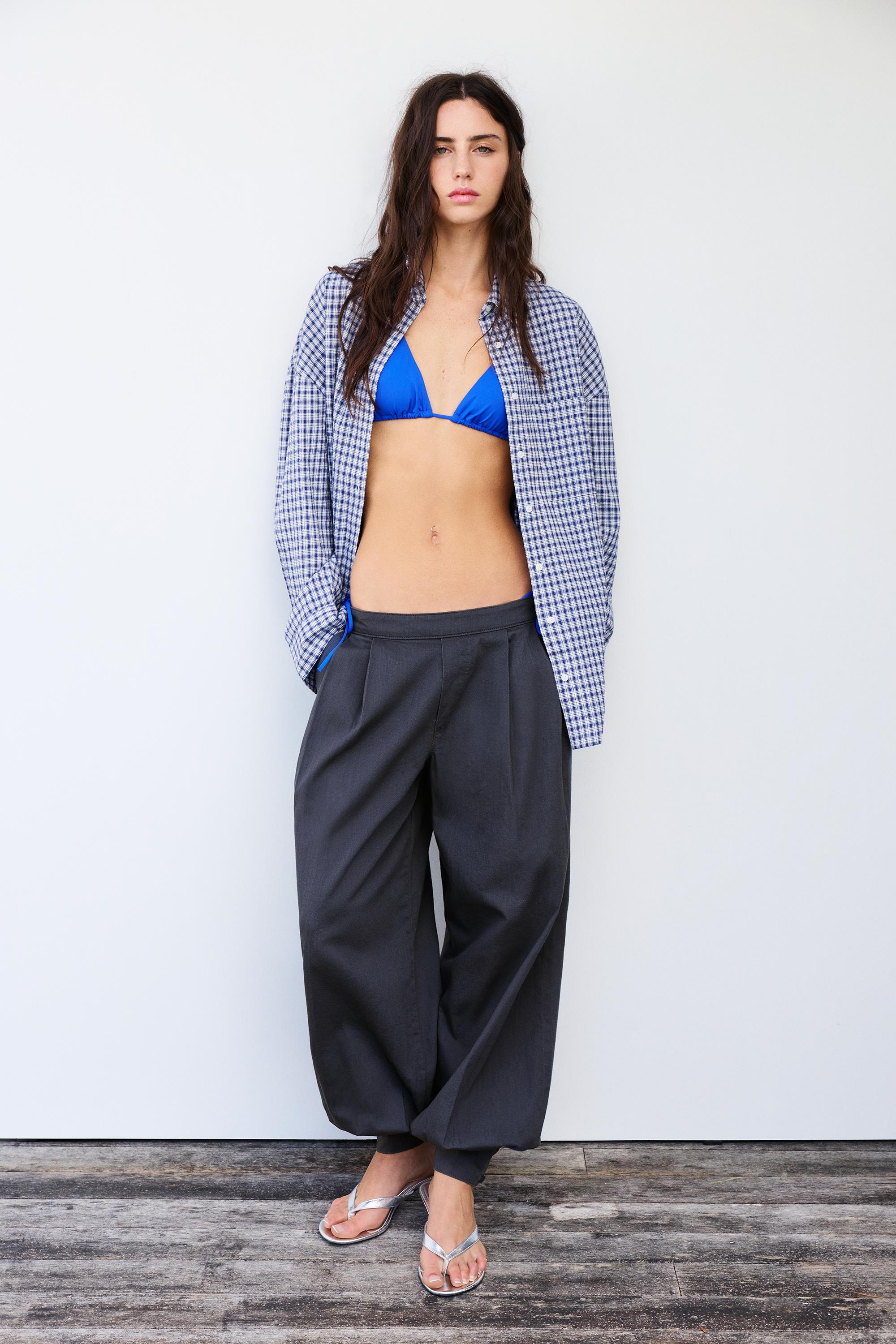 Rustic sarouel trousers — Grey blue