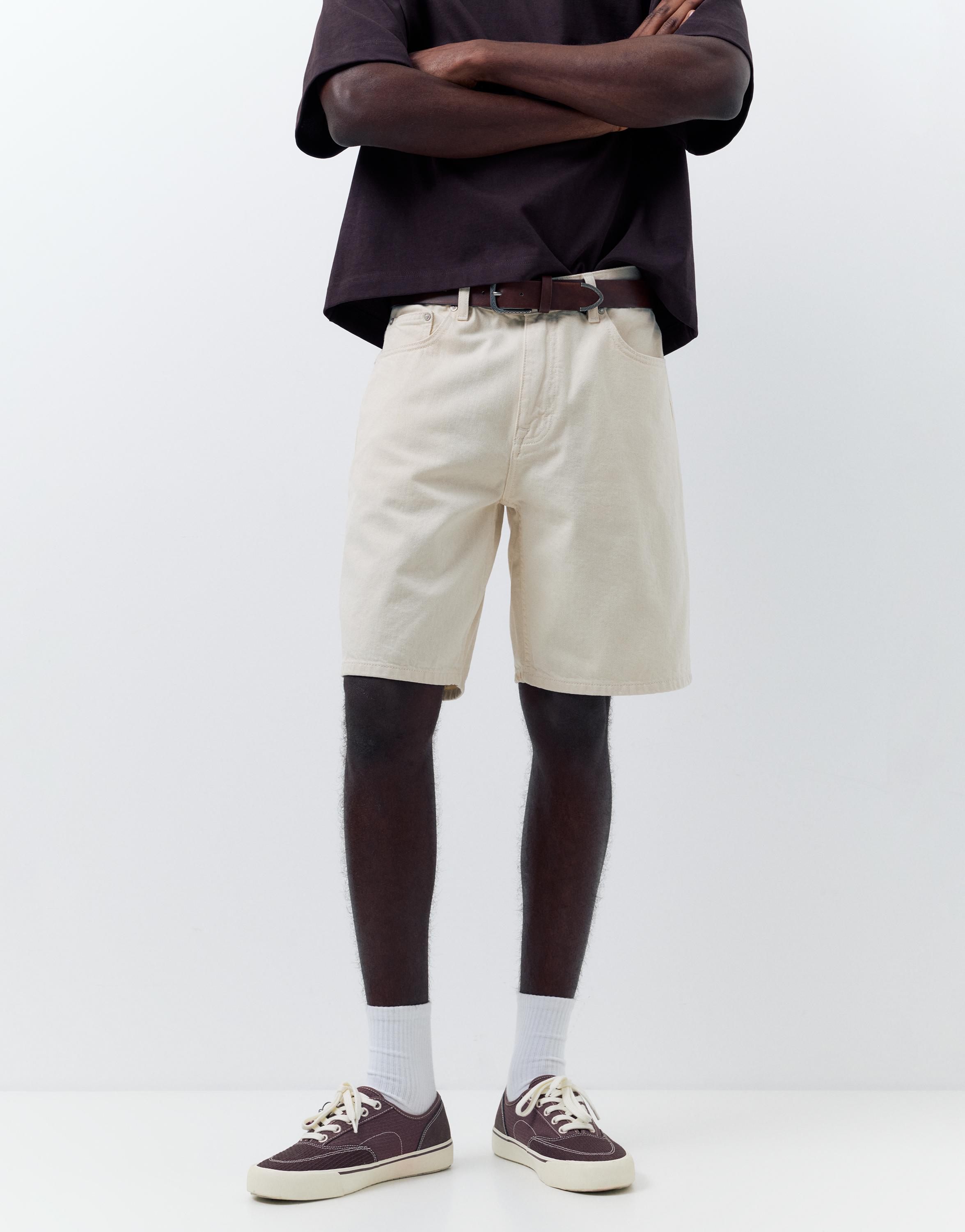 Standard denim Bermuda shorts — Ecru