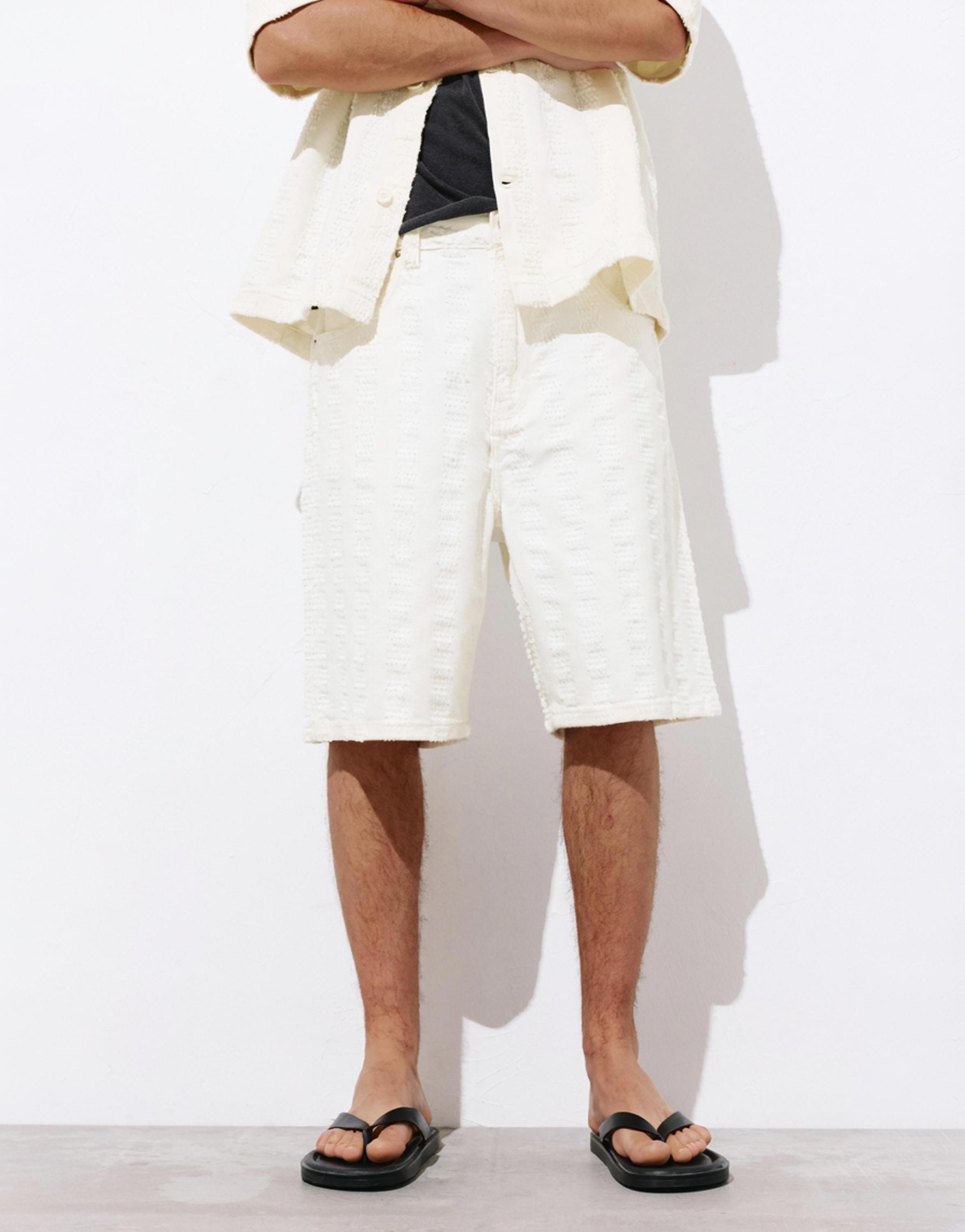 Jacquard denim Bermuda shorts — Ecru