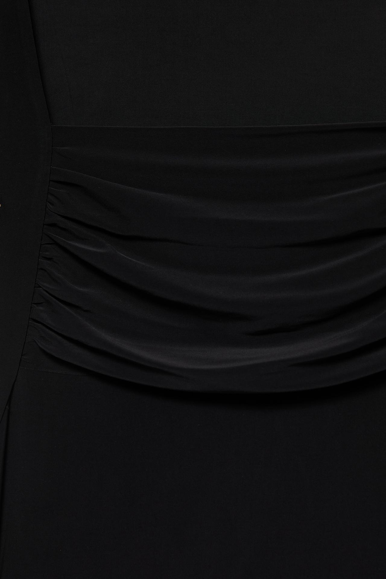 Square neckline top with gathered detail — Black