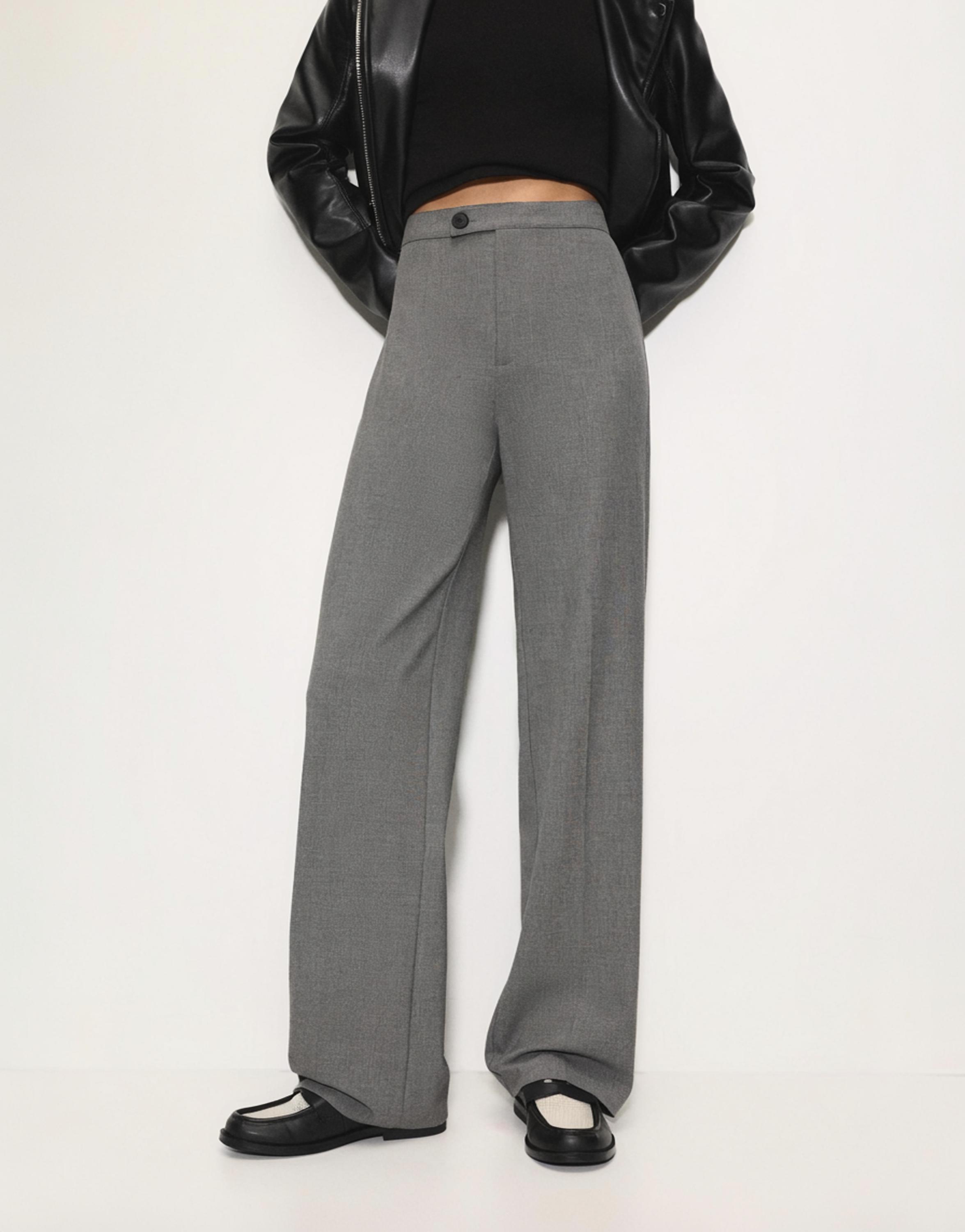 Straight-leg darted trousers — Medium grey