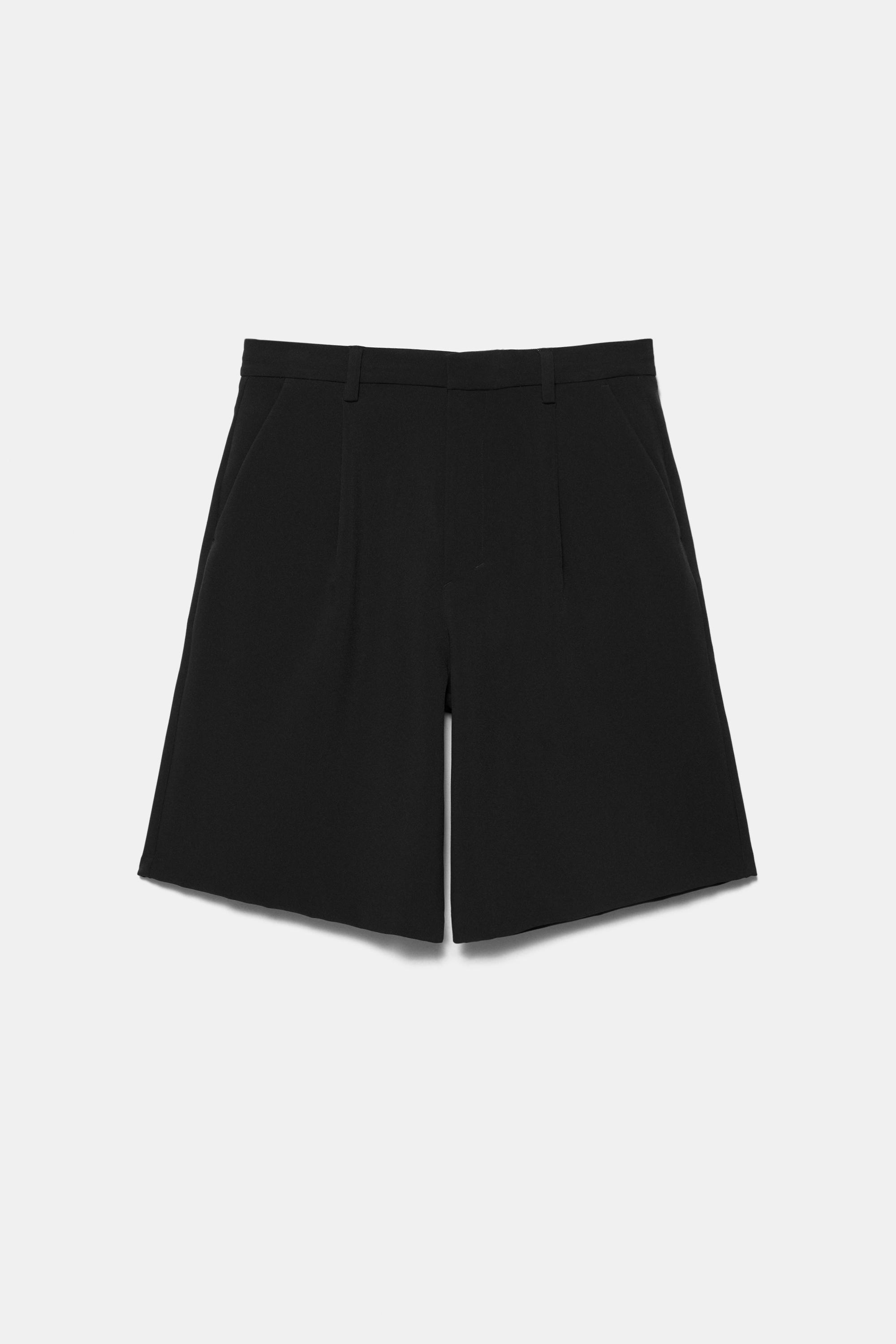 Smart Bermuda shorts with pleats — Black