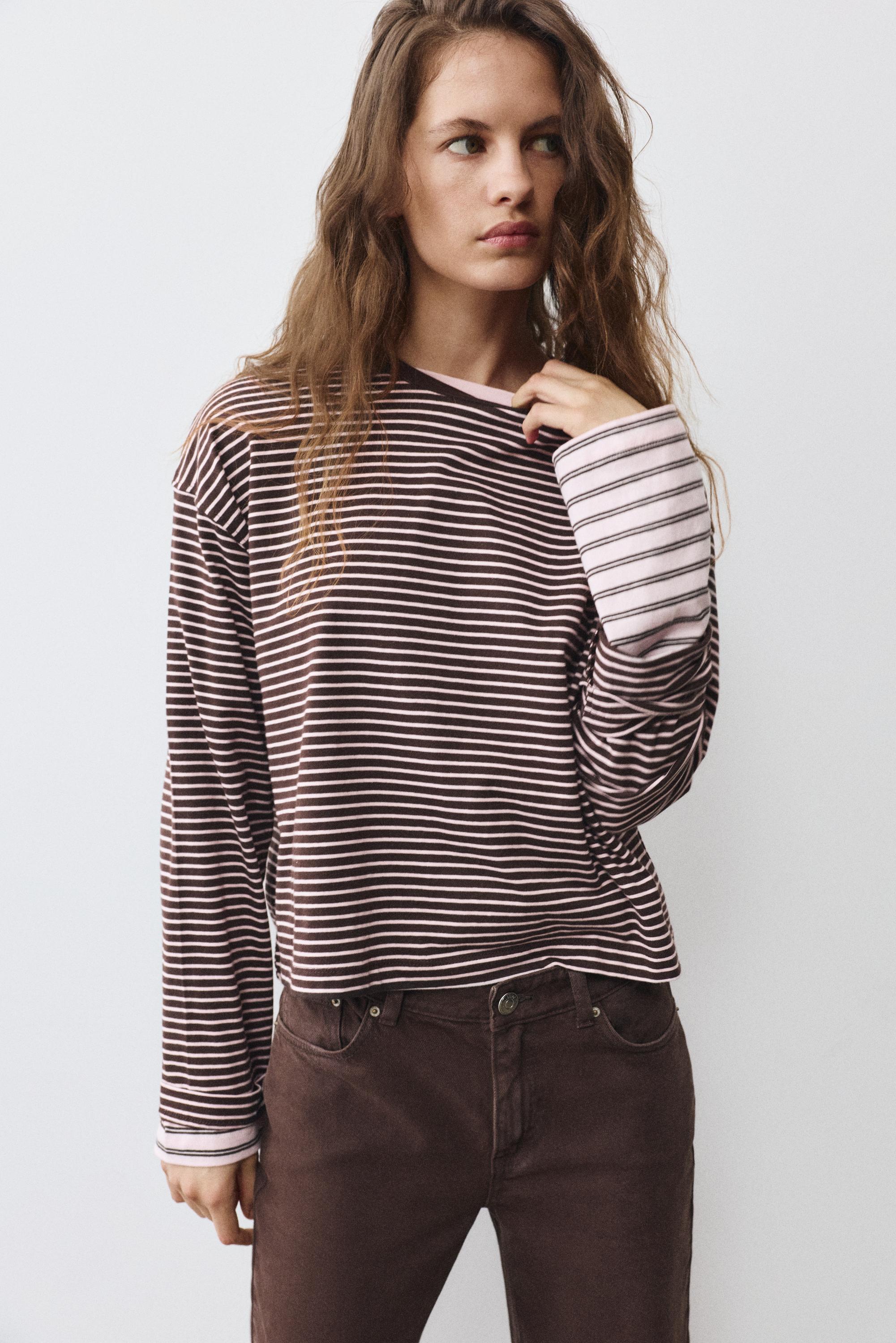 Boxy-fit long sleeve T-shirt — Pink