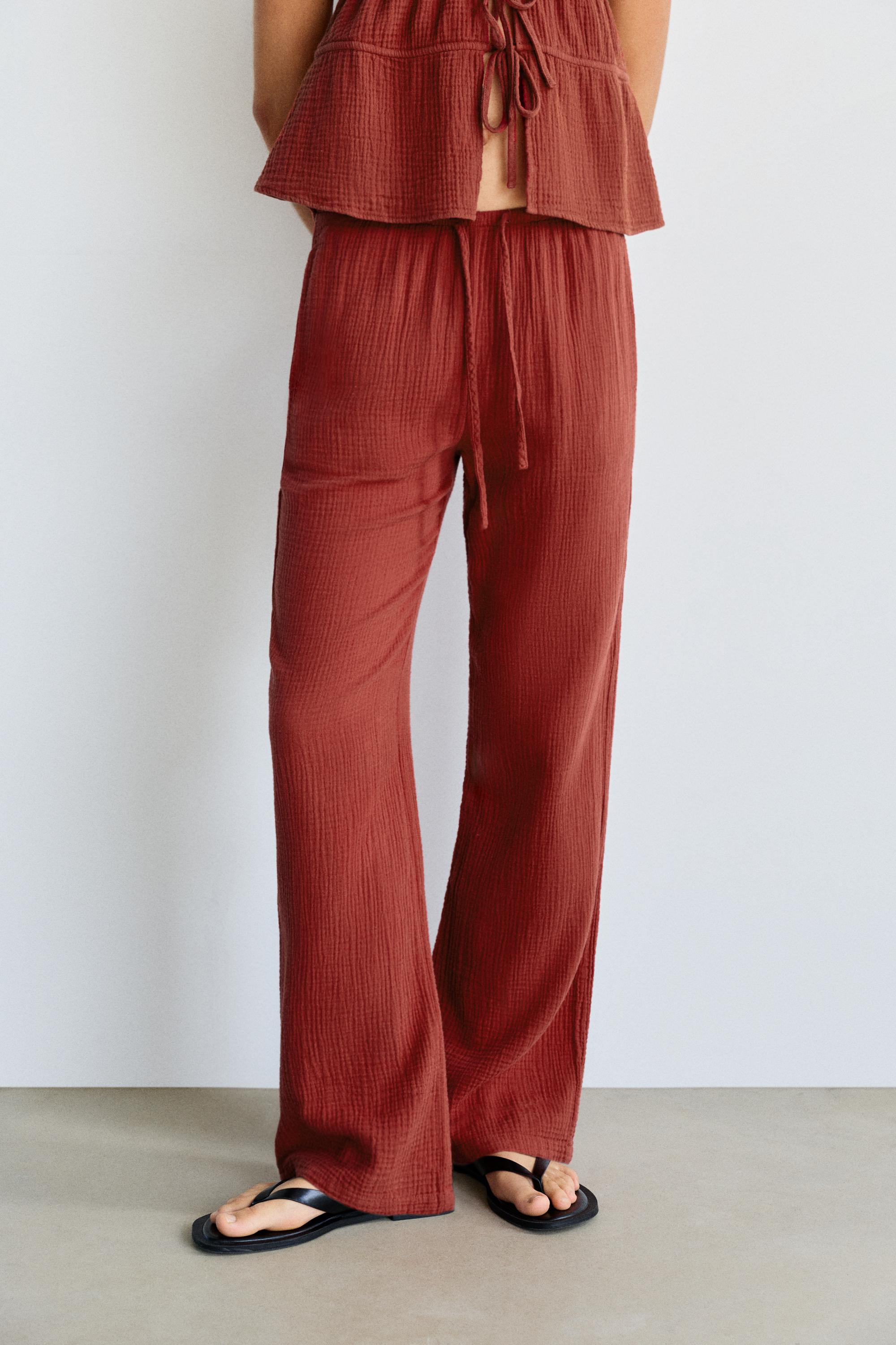 Flowing crepe trousers — Russet