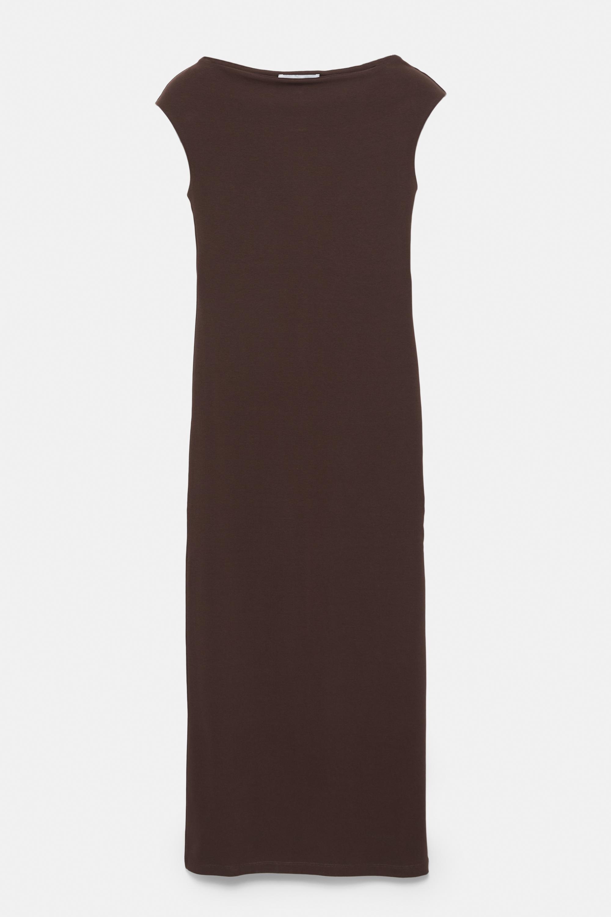 Short sleeve midi dress — Brown