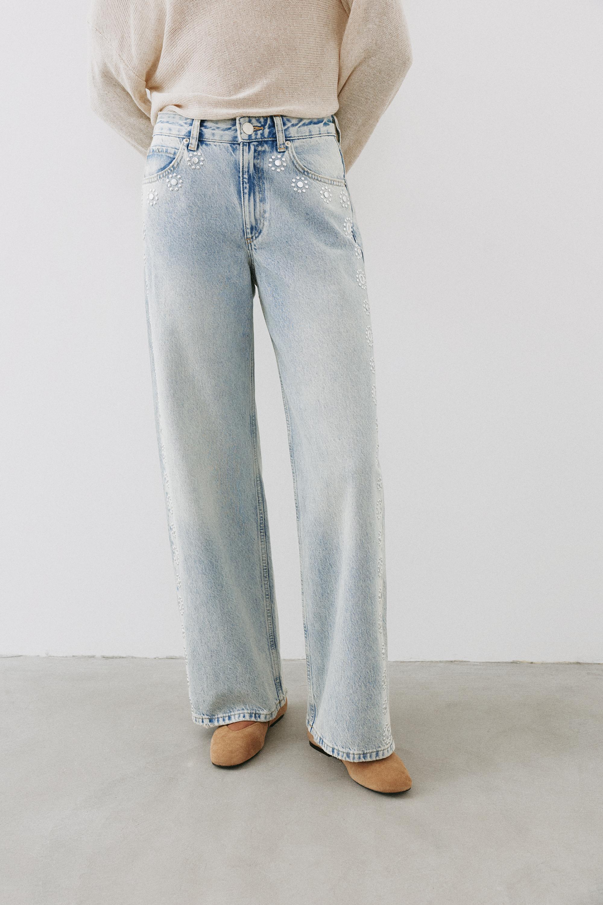 Studded baggy jeans — Pale blue