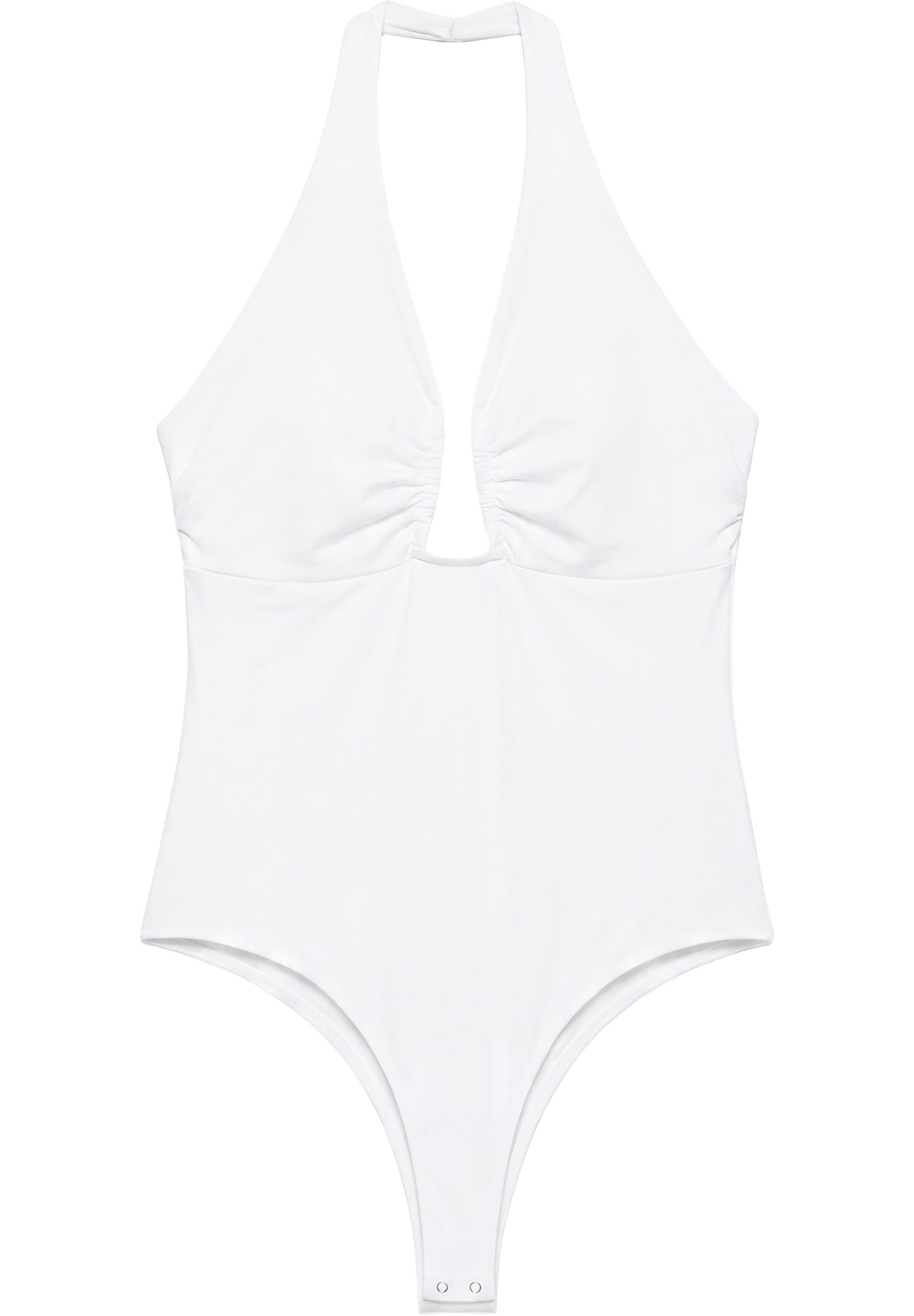 Gathered halterneck bodysuit — White
