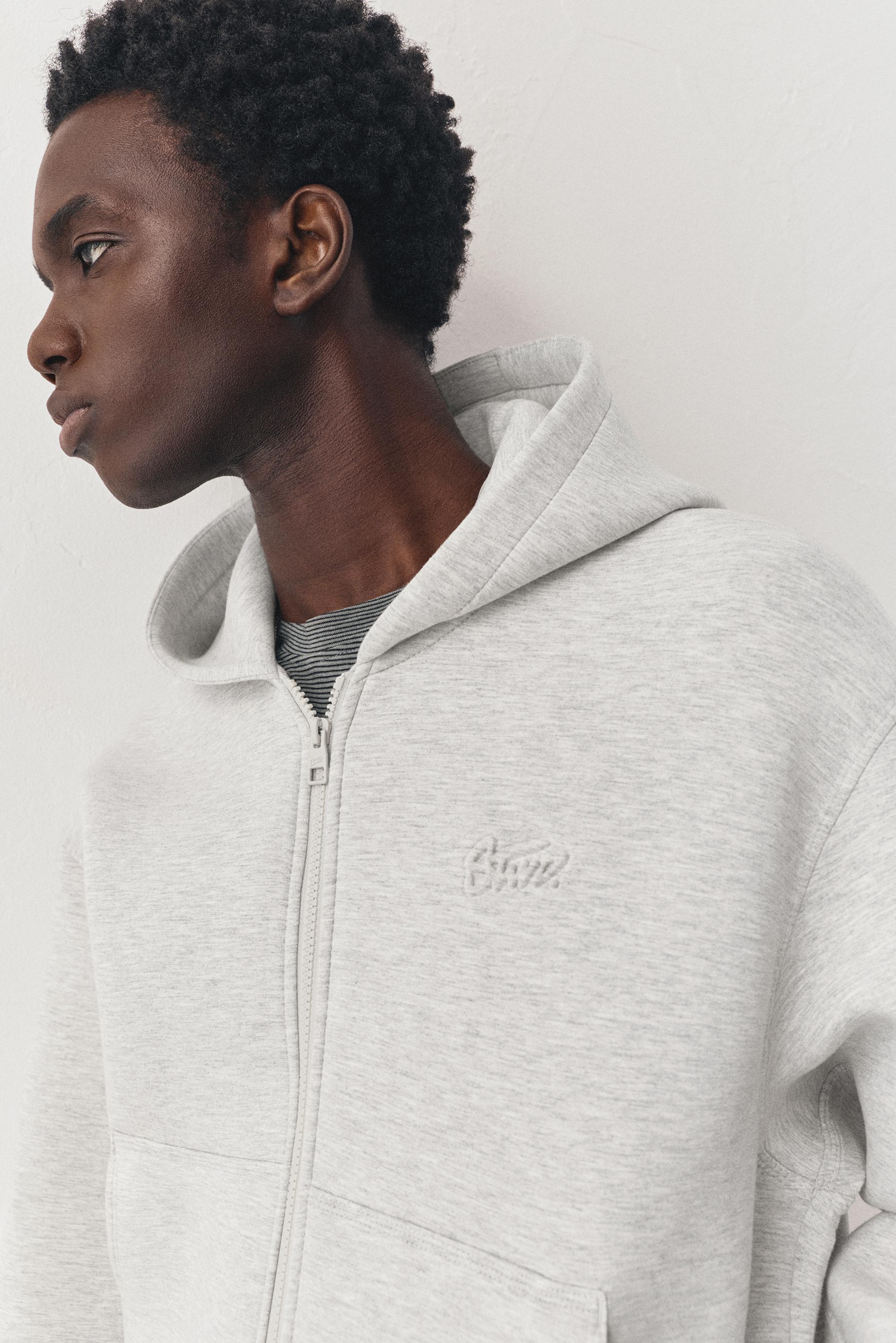 Neoprene-effect hoodie — Grey