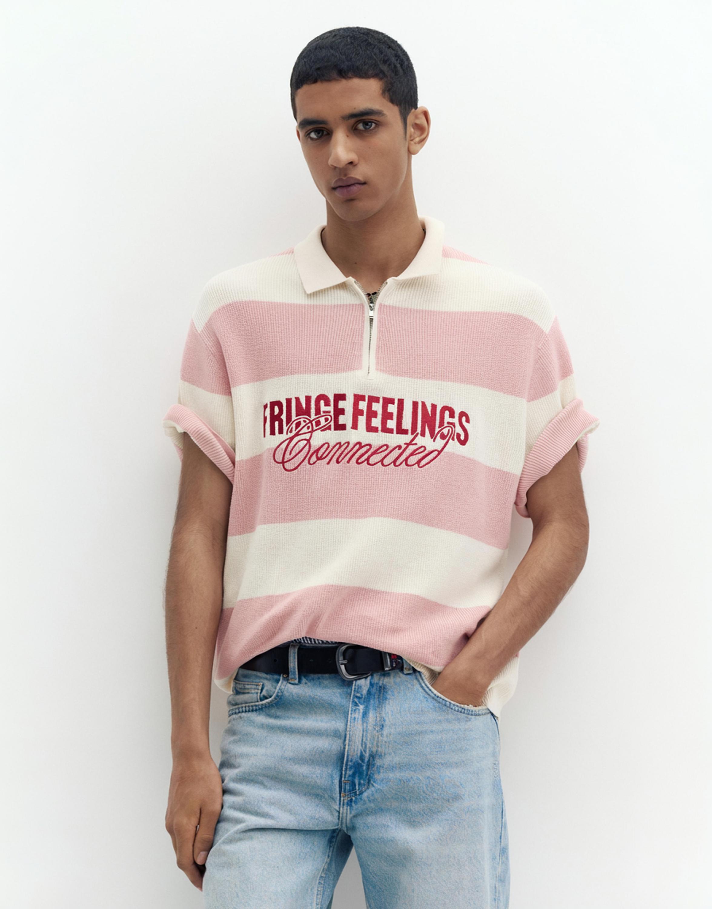 Nakışlı panelli polo t-shirt - Görsel 8