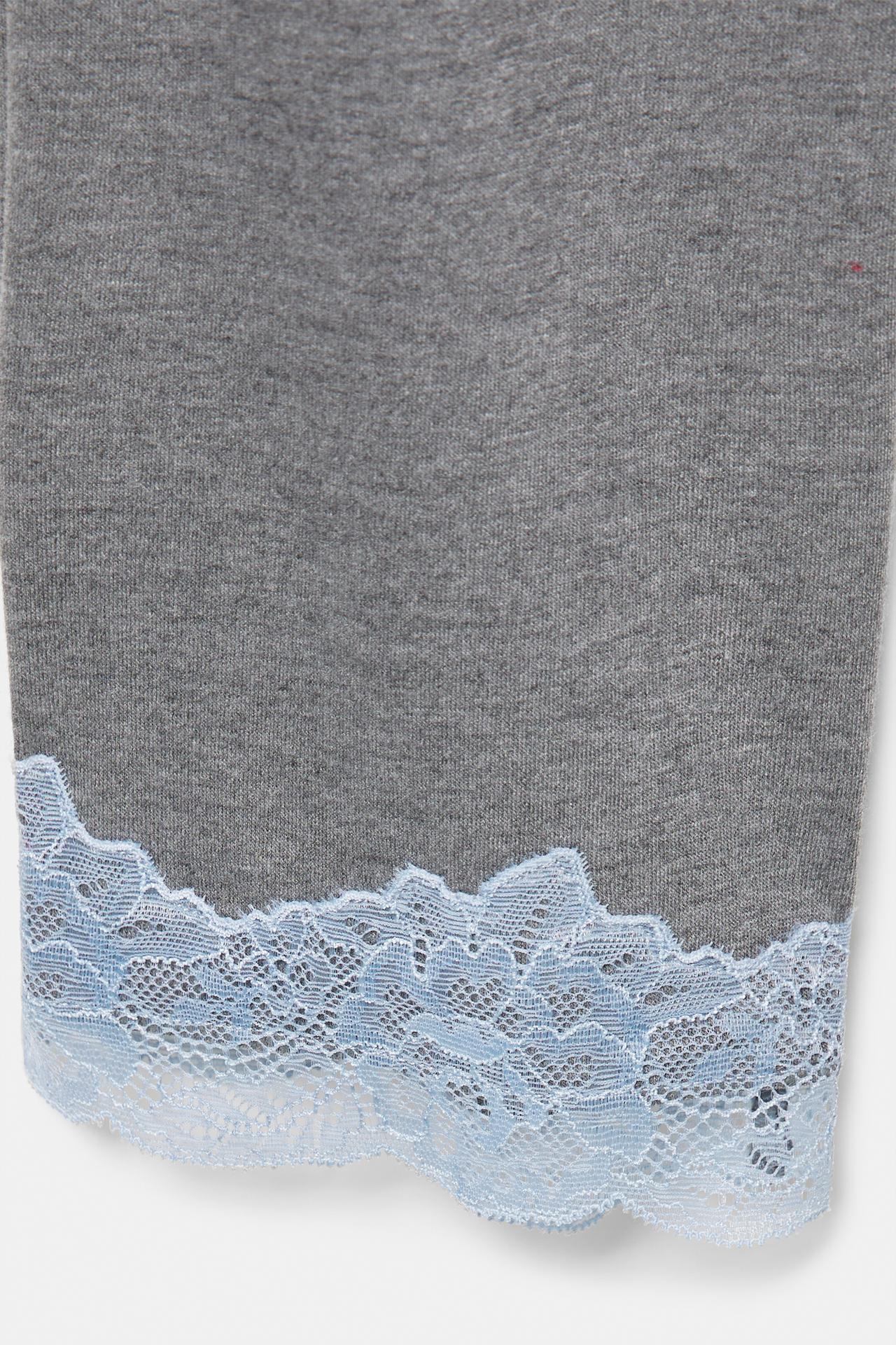 Lace-trim capris — Grey marl