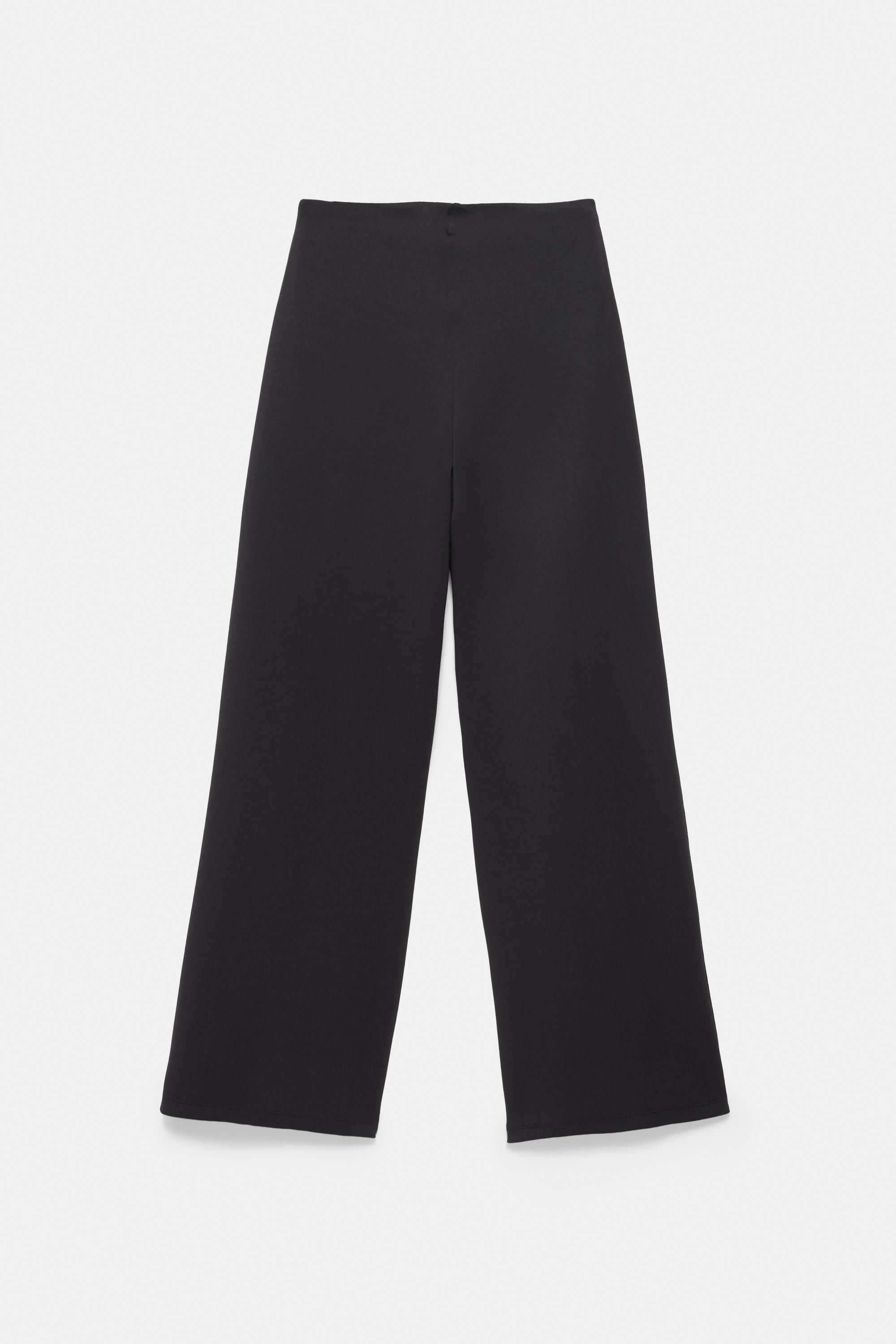 Straight-leg trousers with modal and pleat detail — Black