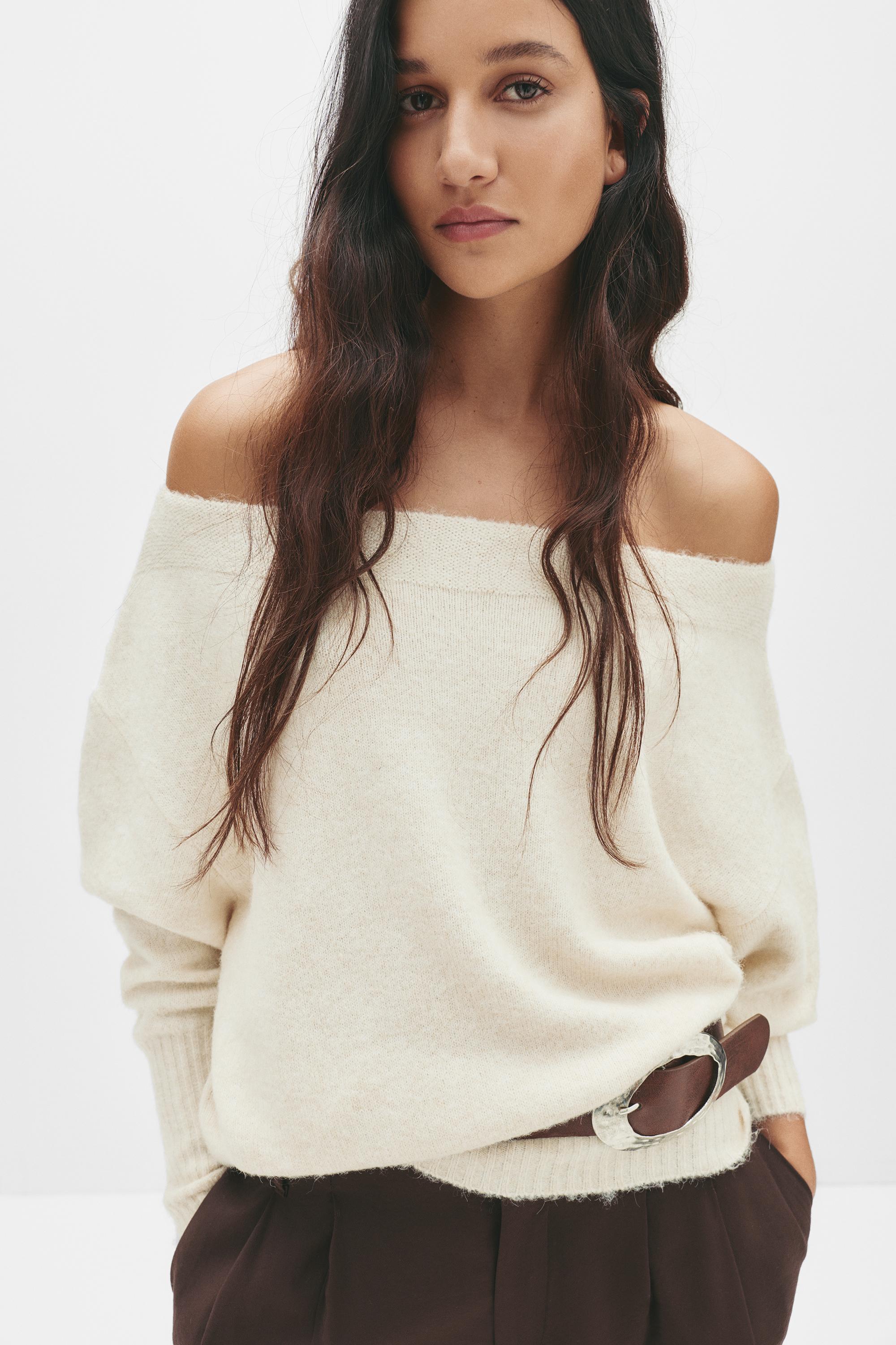 Asymmetrischer Softstrick-Pullover