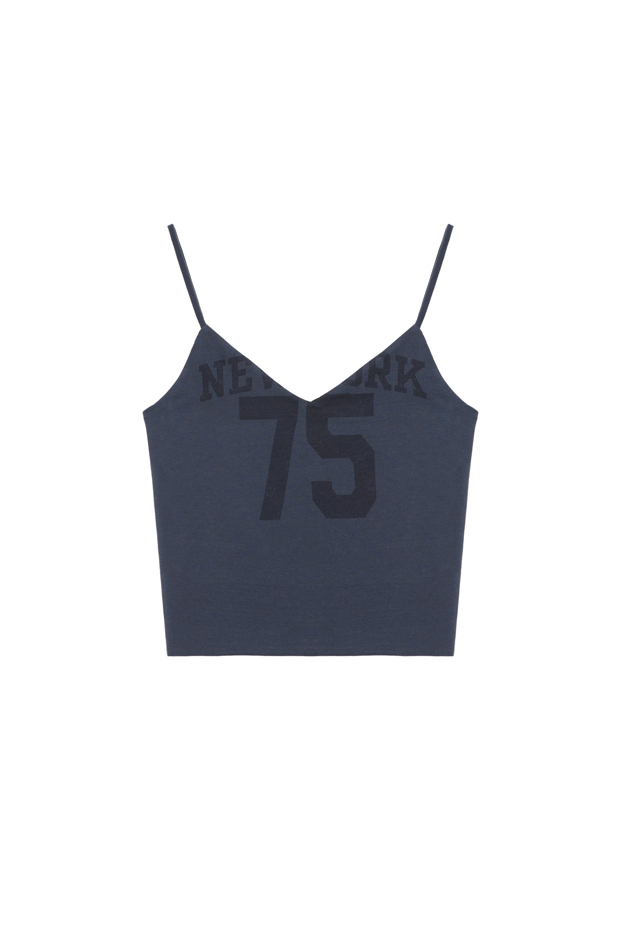 Pull&Bear New York grafikli askılı top görsel 2