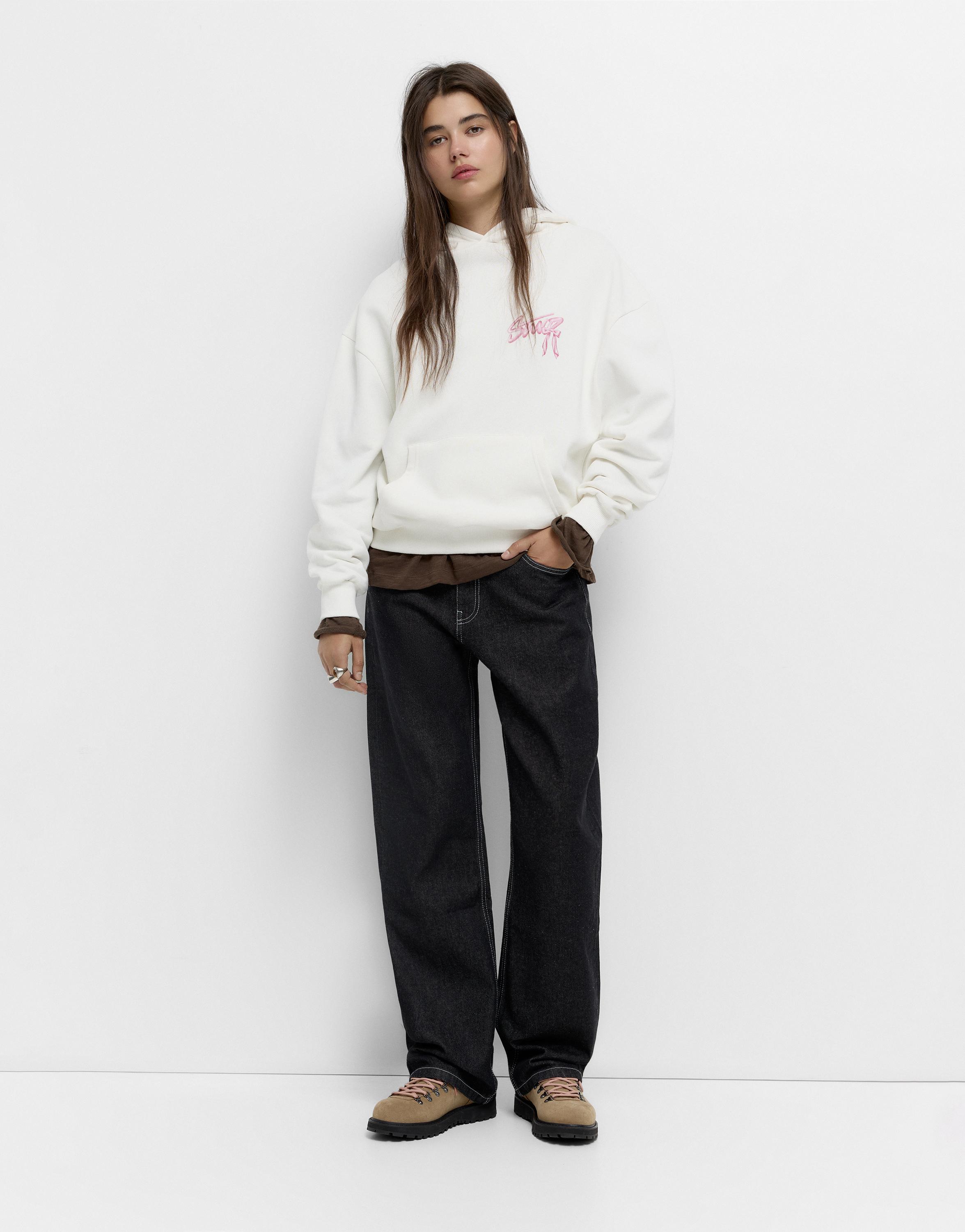 Fiyonk grafikli kapüşonlu sweatshirt - Görsel 24