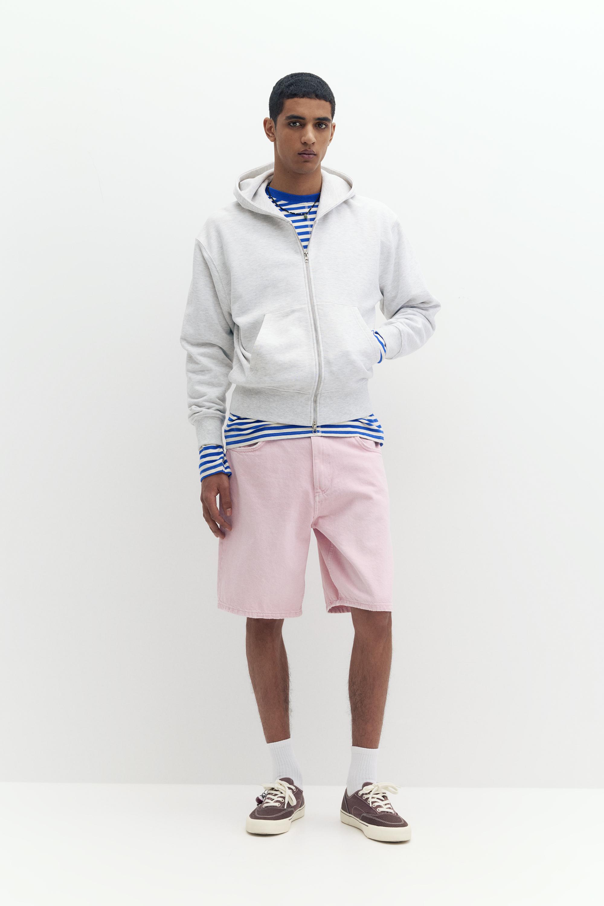 Baggy denim Bermuda shorts — Rose pink