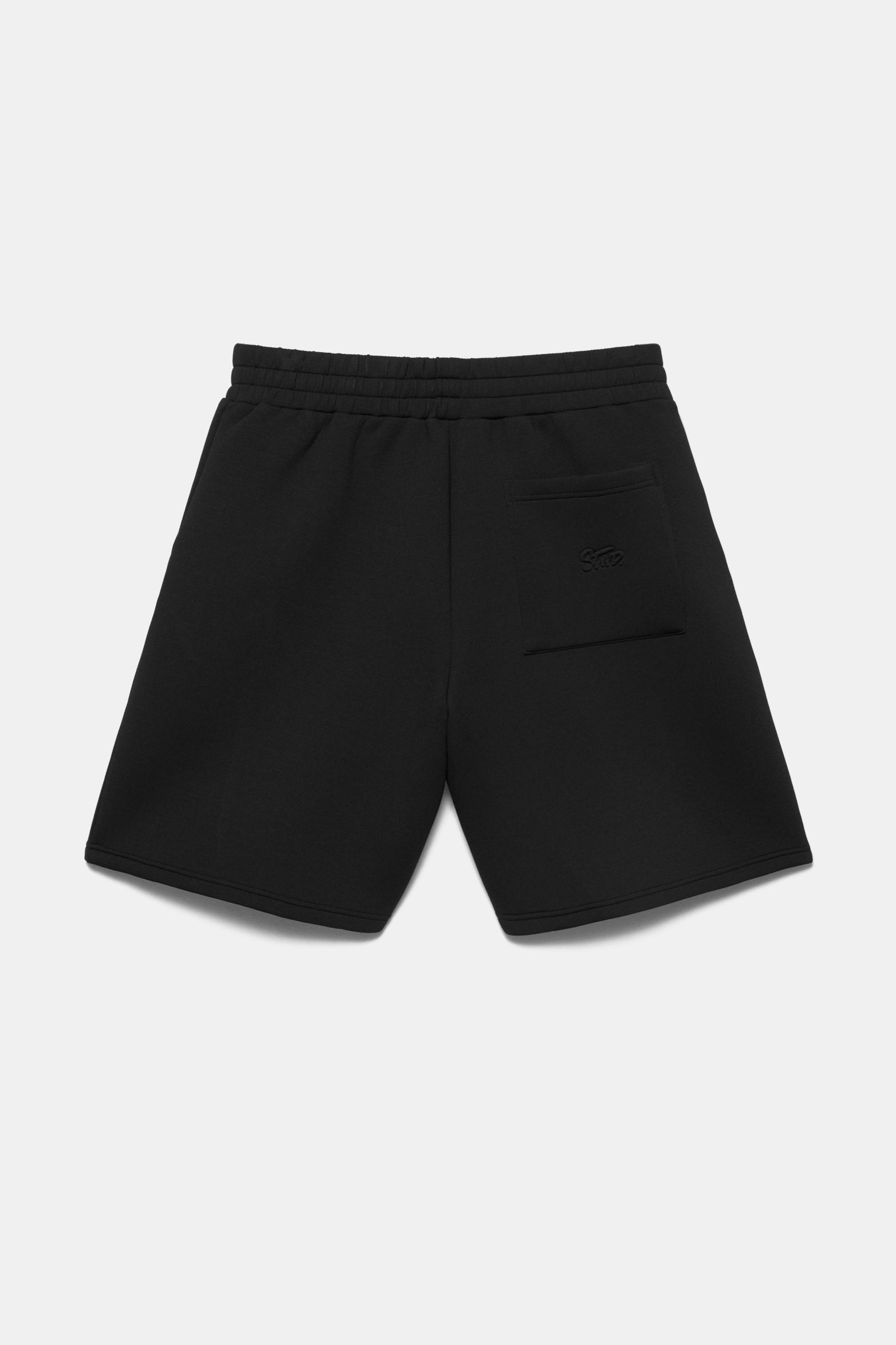 Neoprene-effect jogger Bermuda shorts — Black