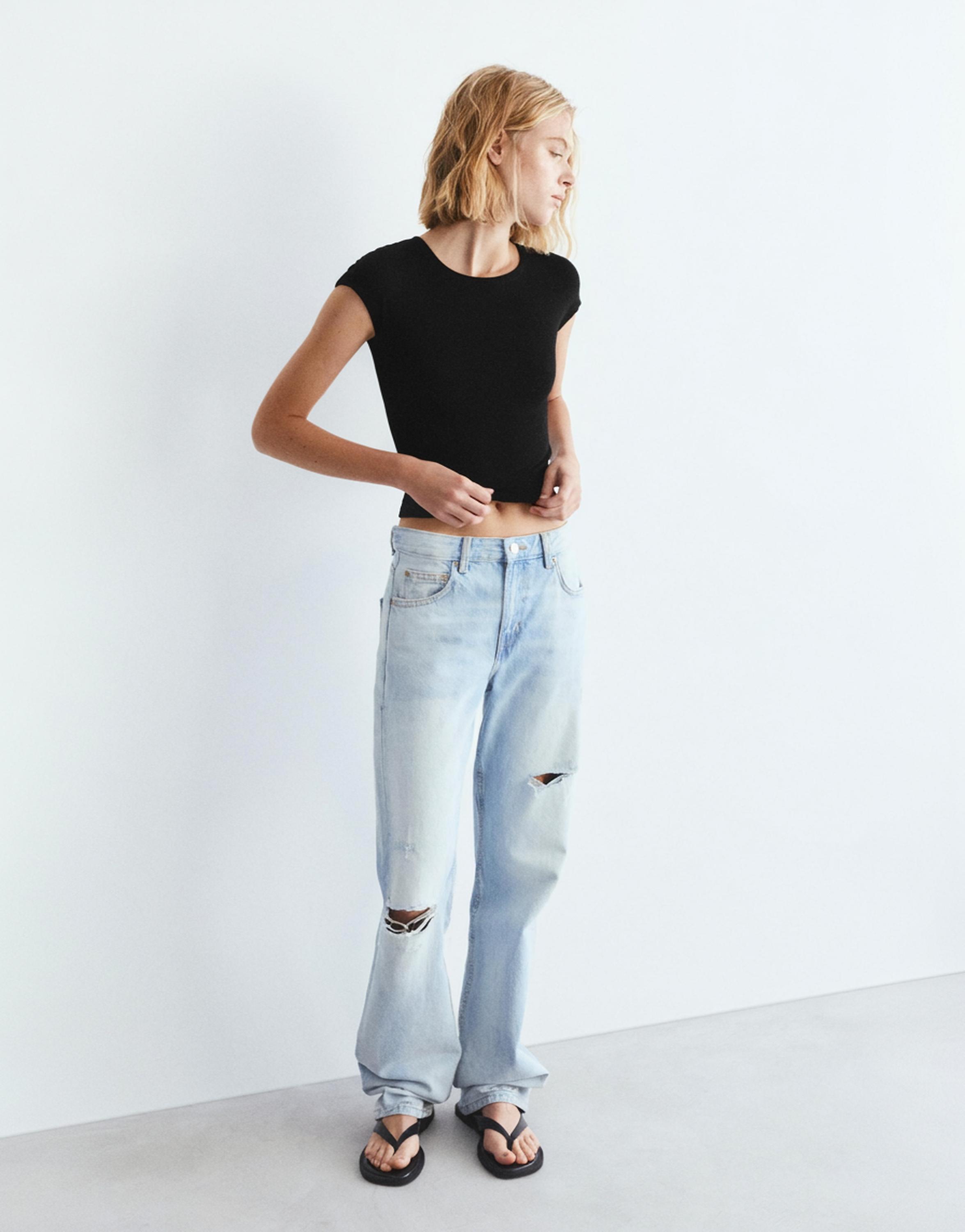 Dar Kesim Kısa Kollu Tişört - Görsel 30