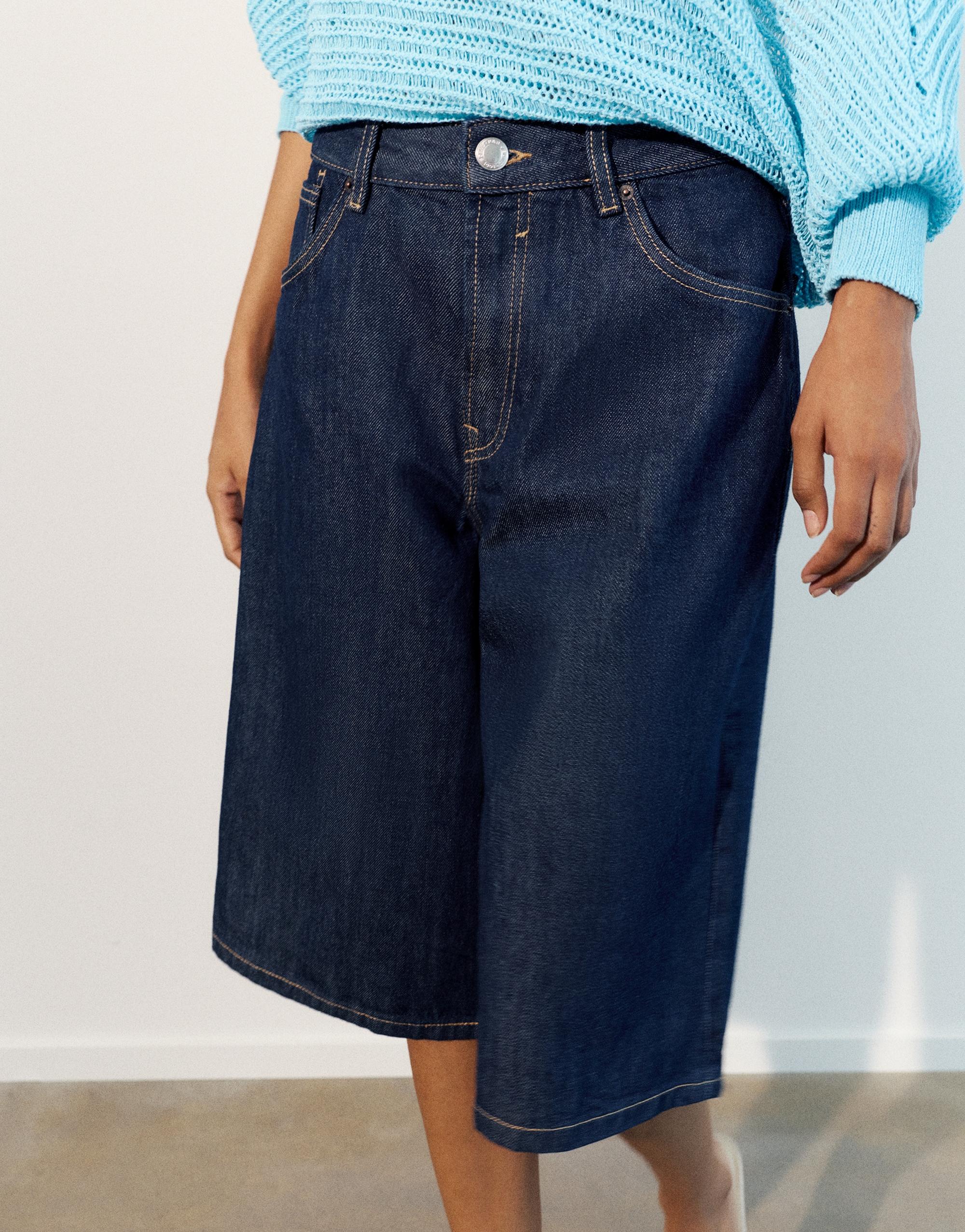 Low-rise denim jorts — Navy
