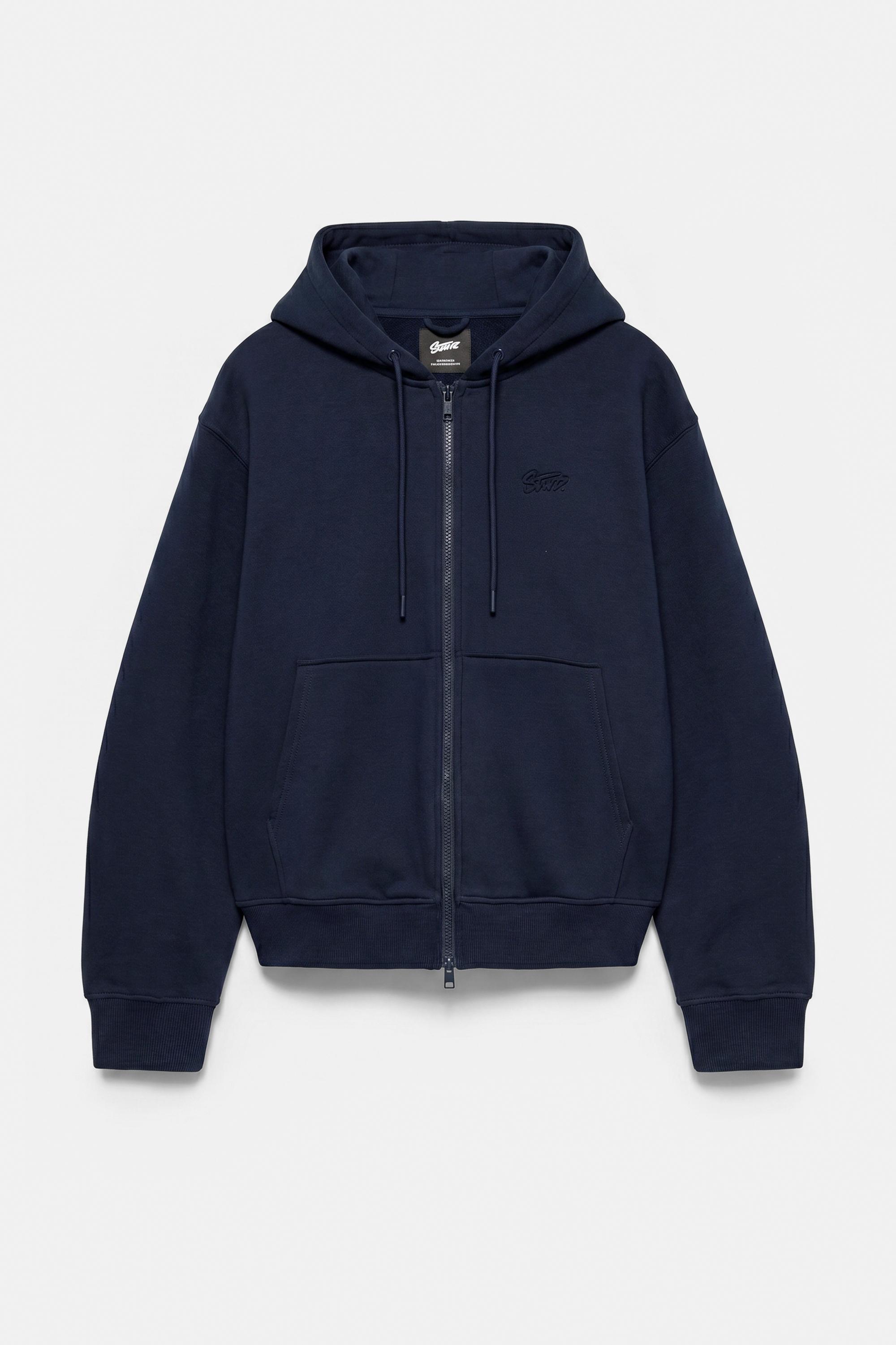 Neoprene-effect zip-up hoodie — Navy