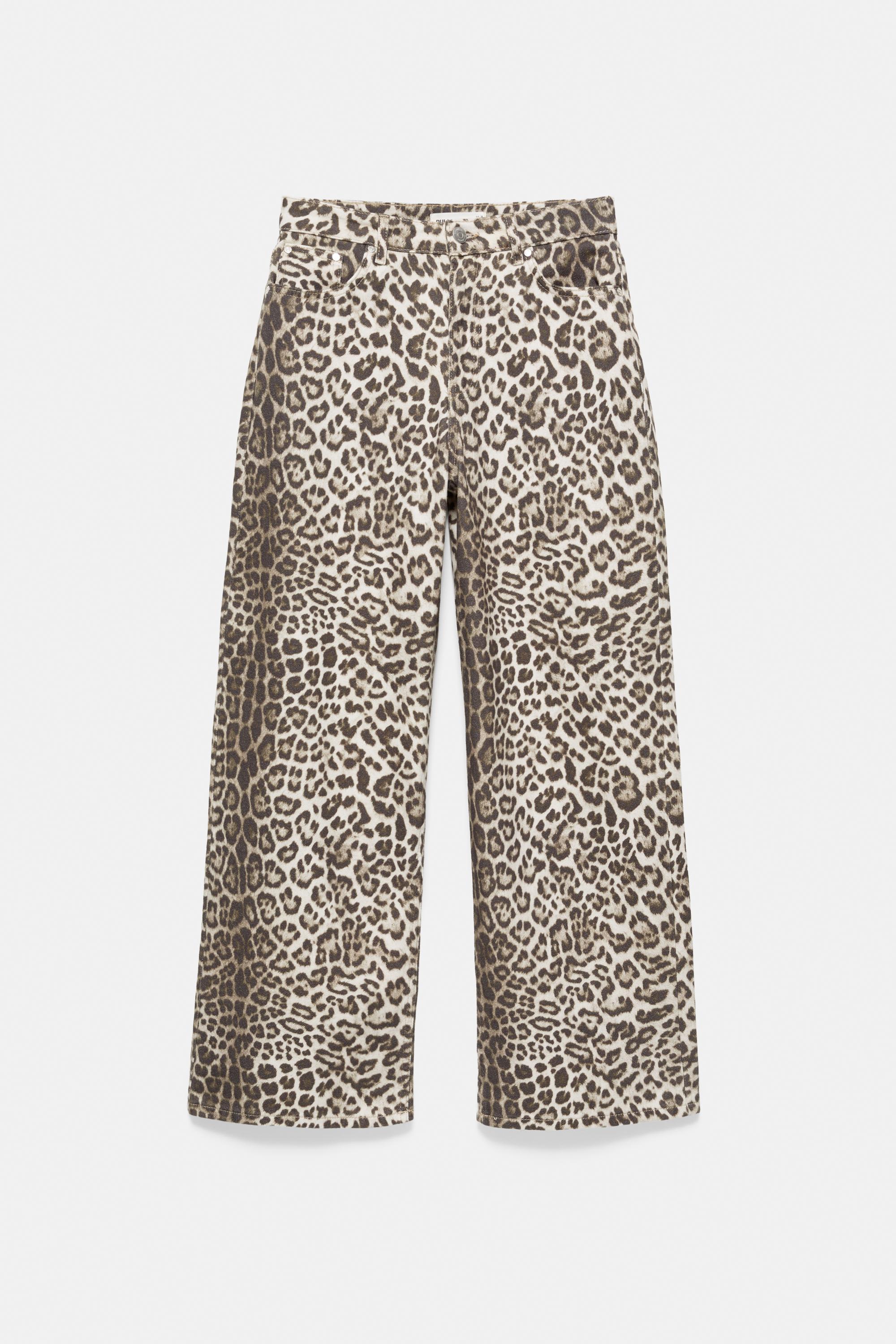 Leopard print baggy jeans — Brown