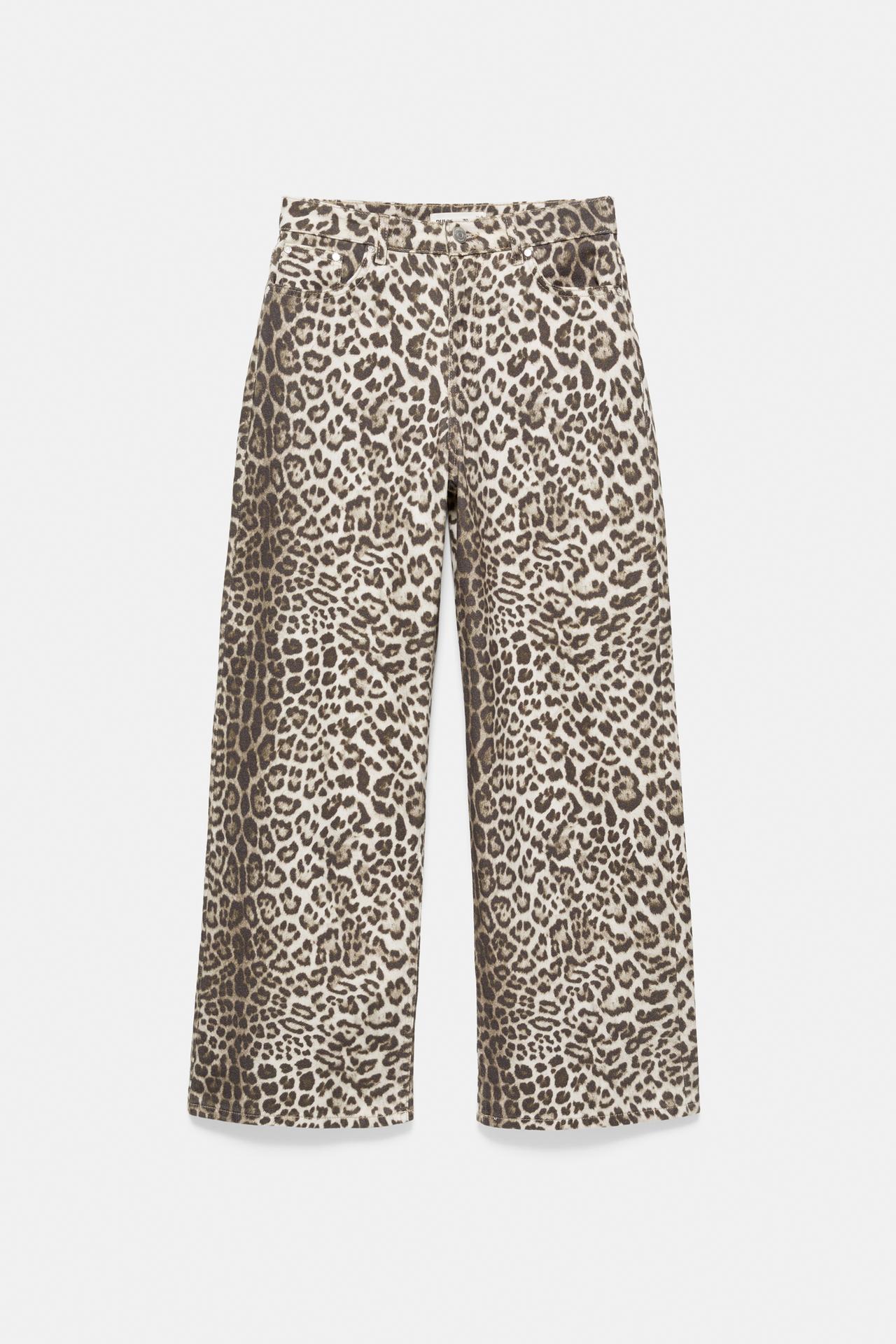 Leopard print baggy jeans — Brown