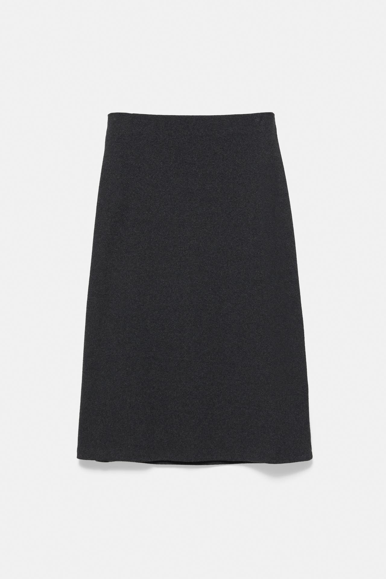 Soft-touch straight midi skirt — Anthracite grey