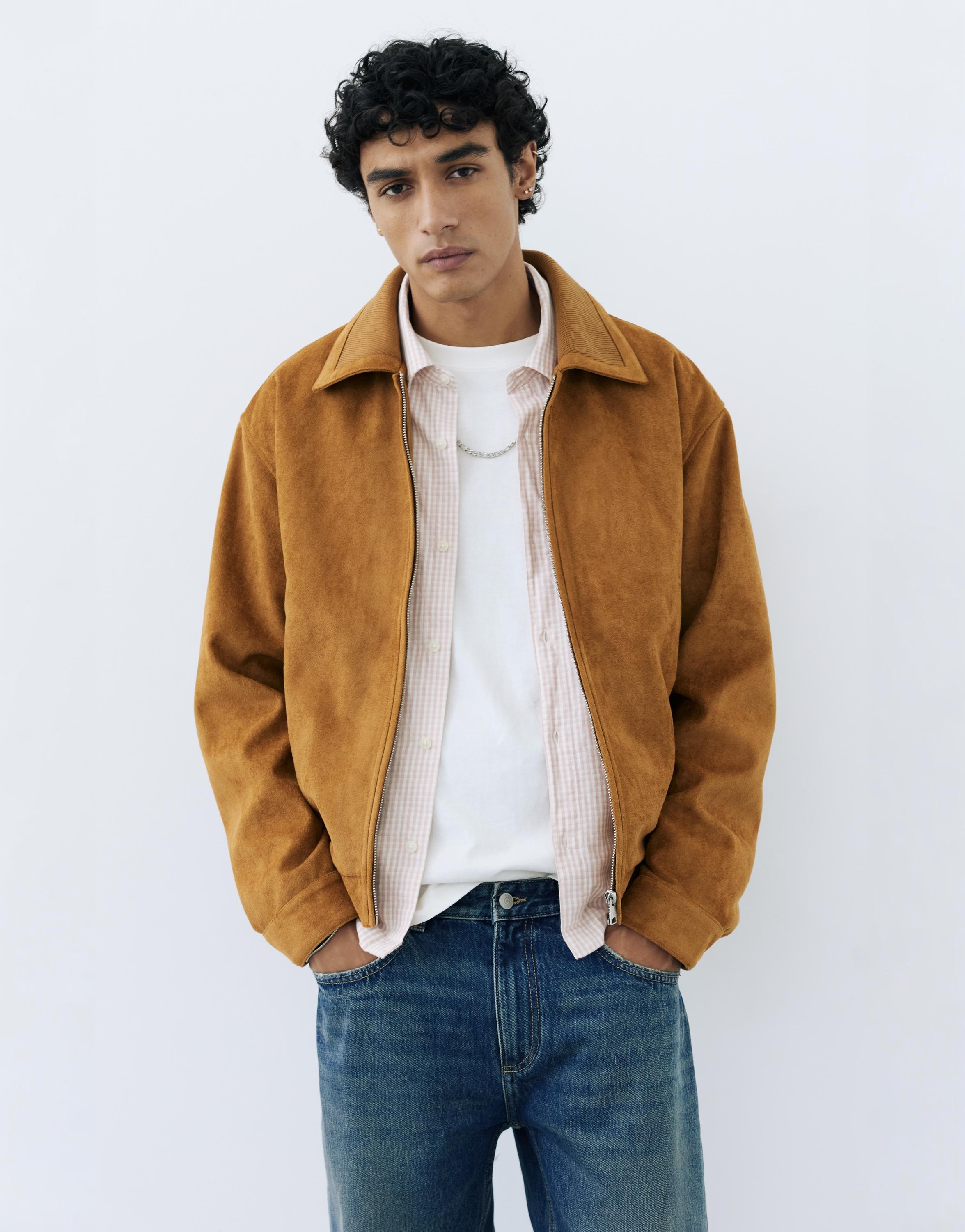 Faux suede jacket — Caramel