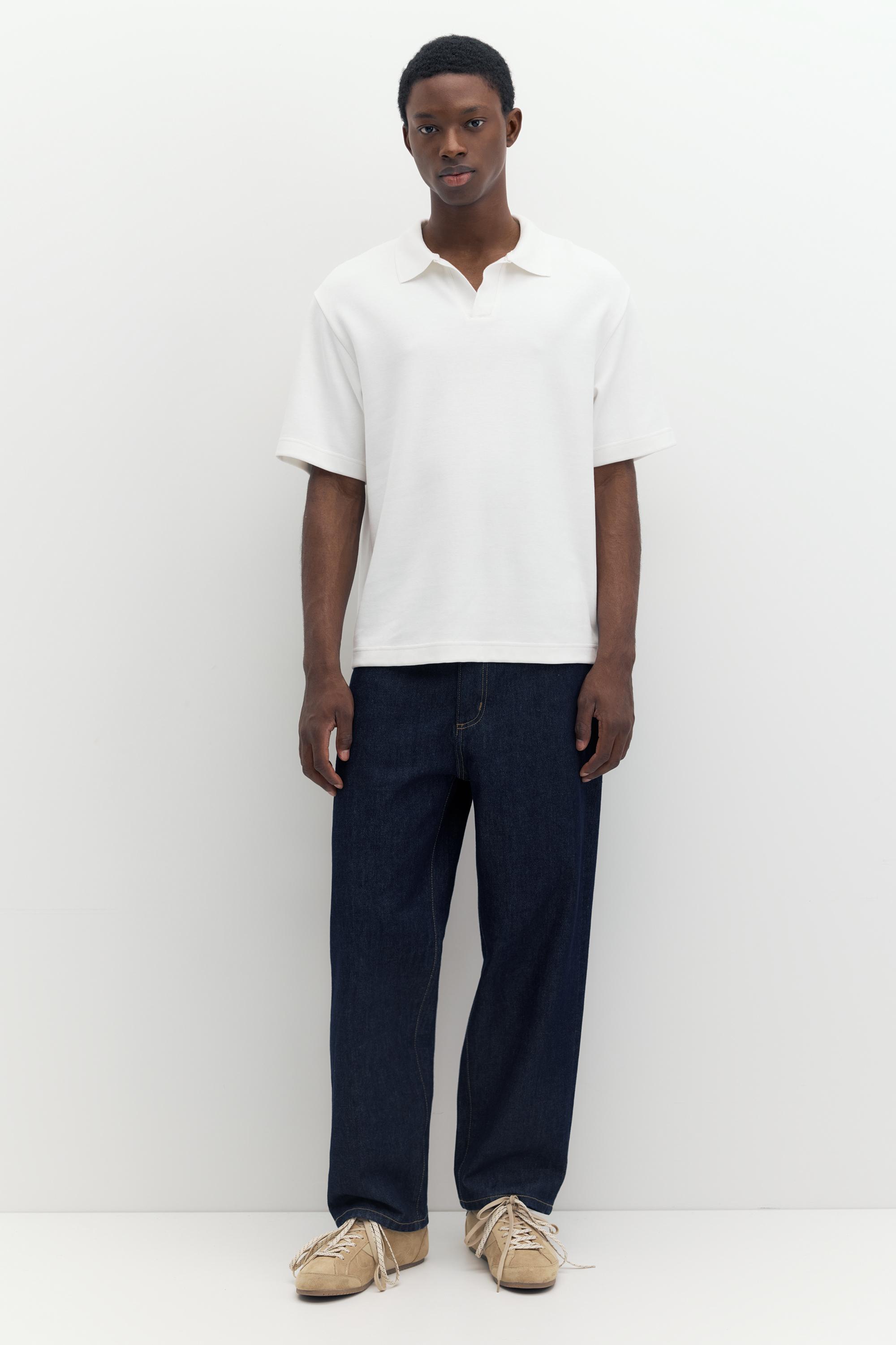 Short sleeve interlock polo shirt — Off white