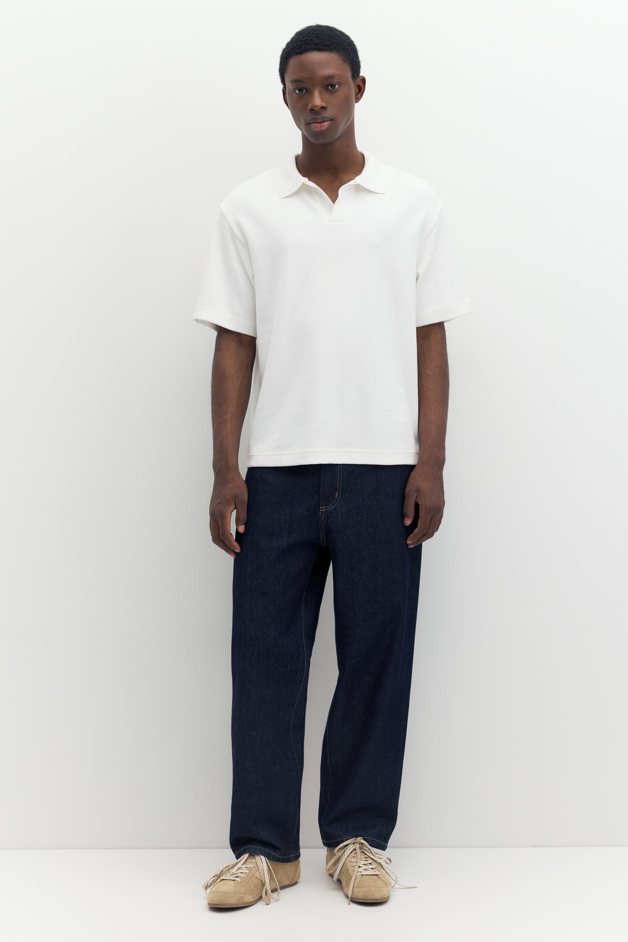 Short sleeve interlock polo shirt — Off white