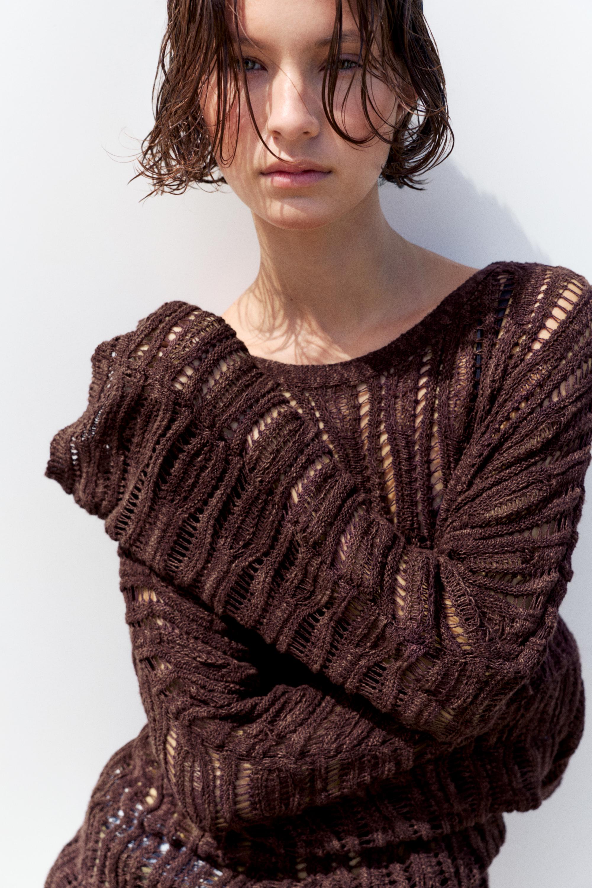 Cutwork jumper — Brown