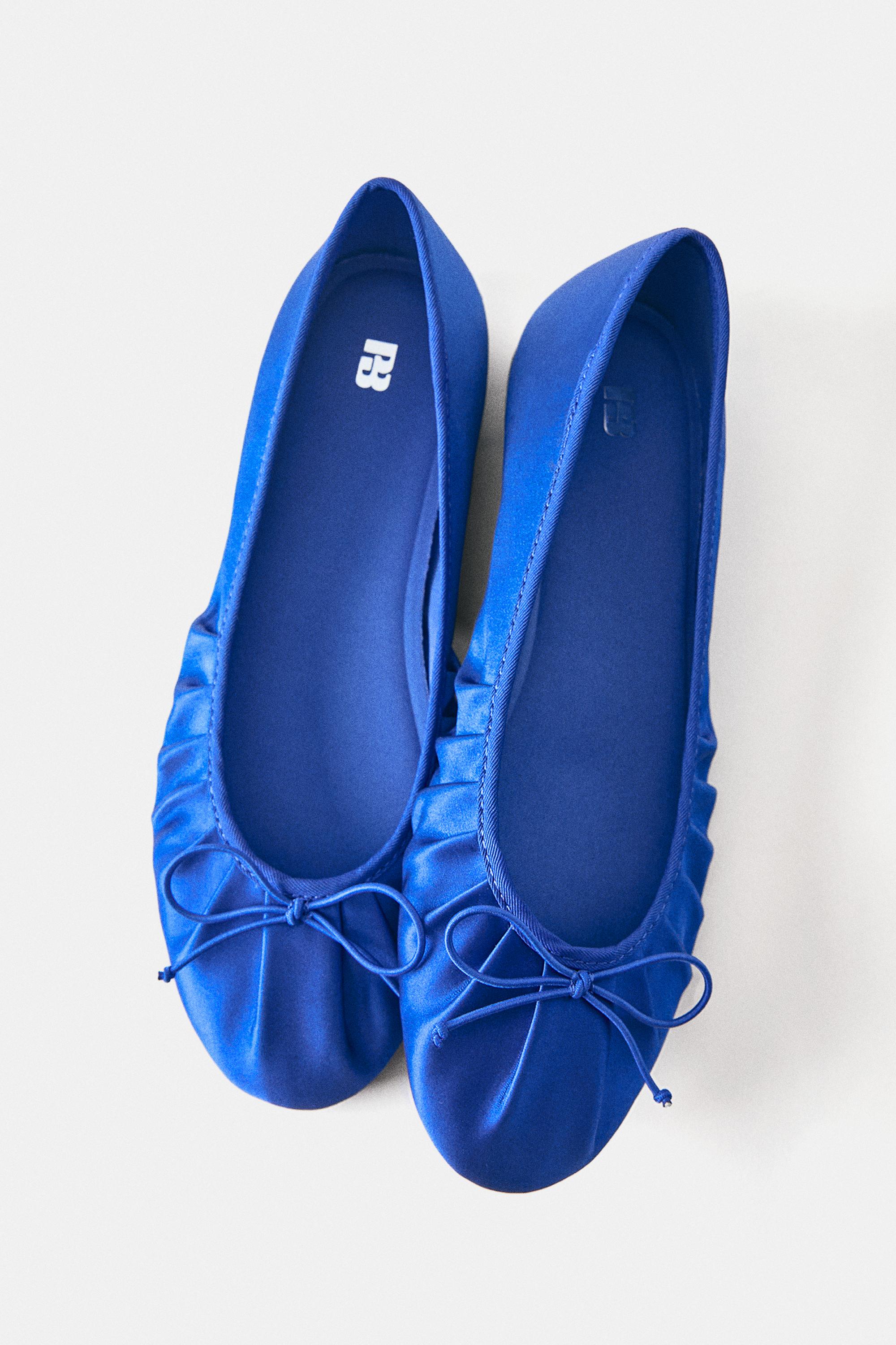 Gathered ballerina pumps — Blue