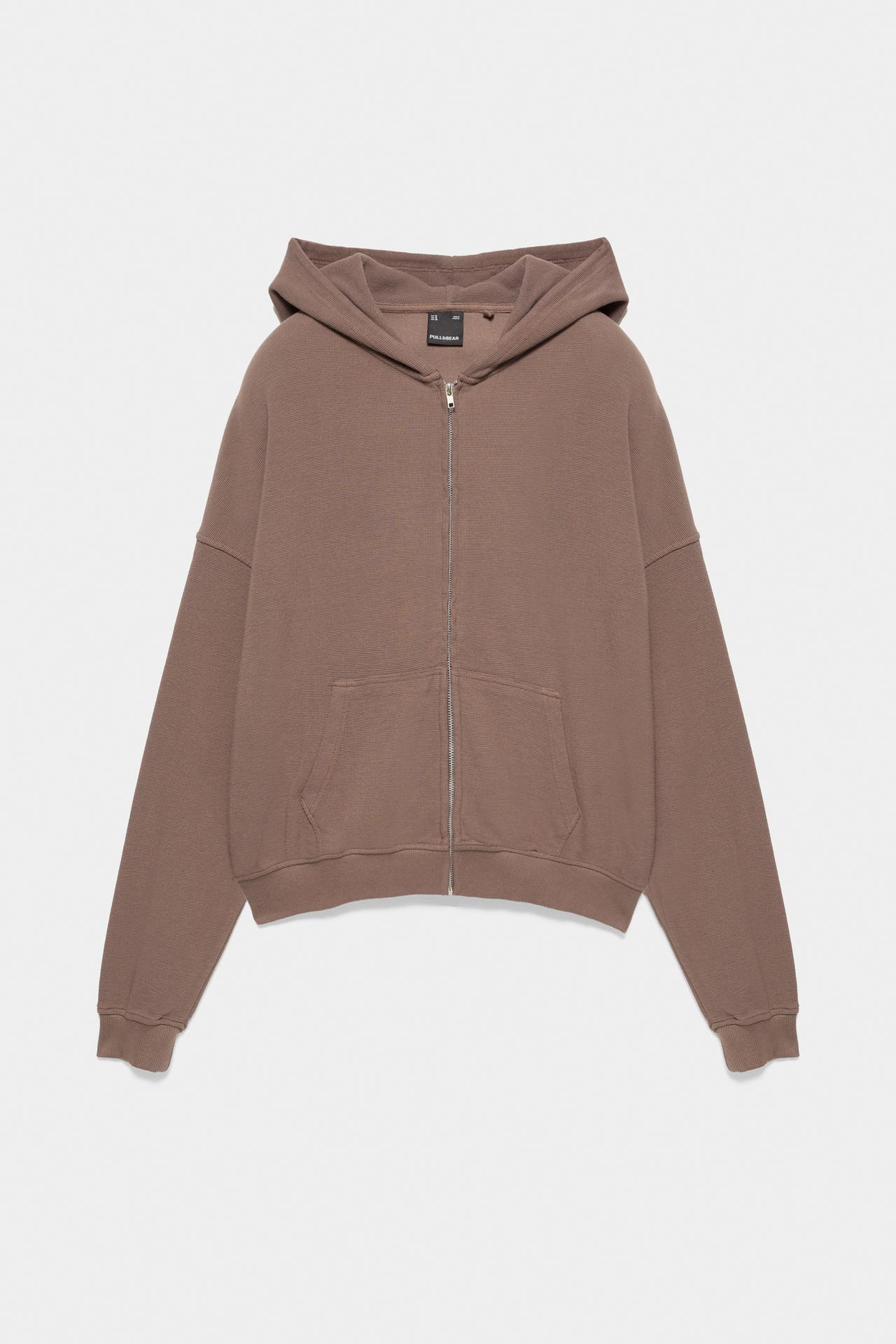 Hoodie with zipper — Brown