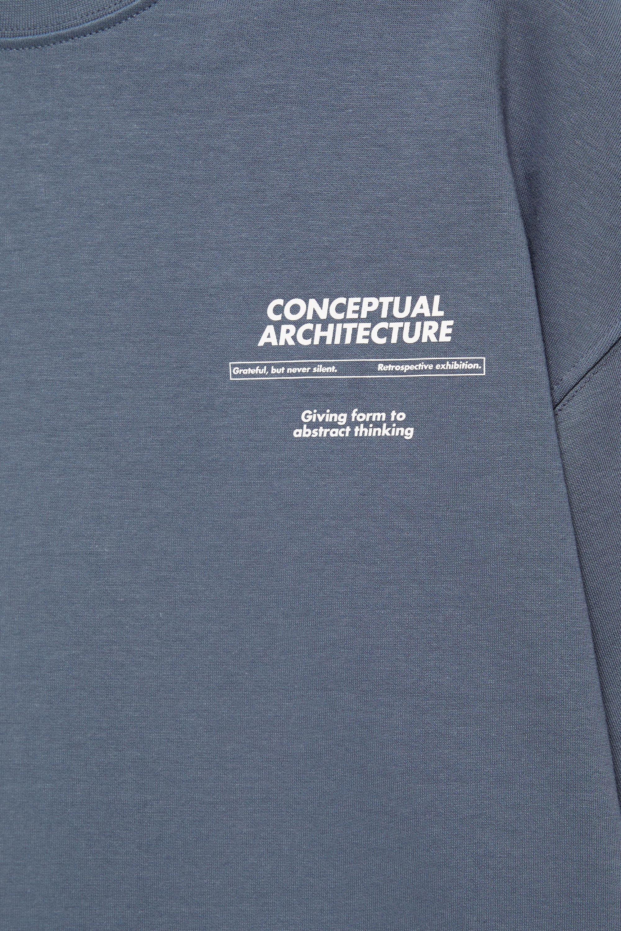 Short sleeve graphic sweatshirt — Indigo blue
