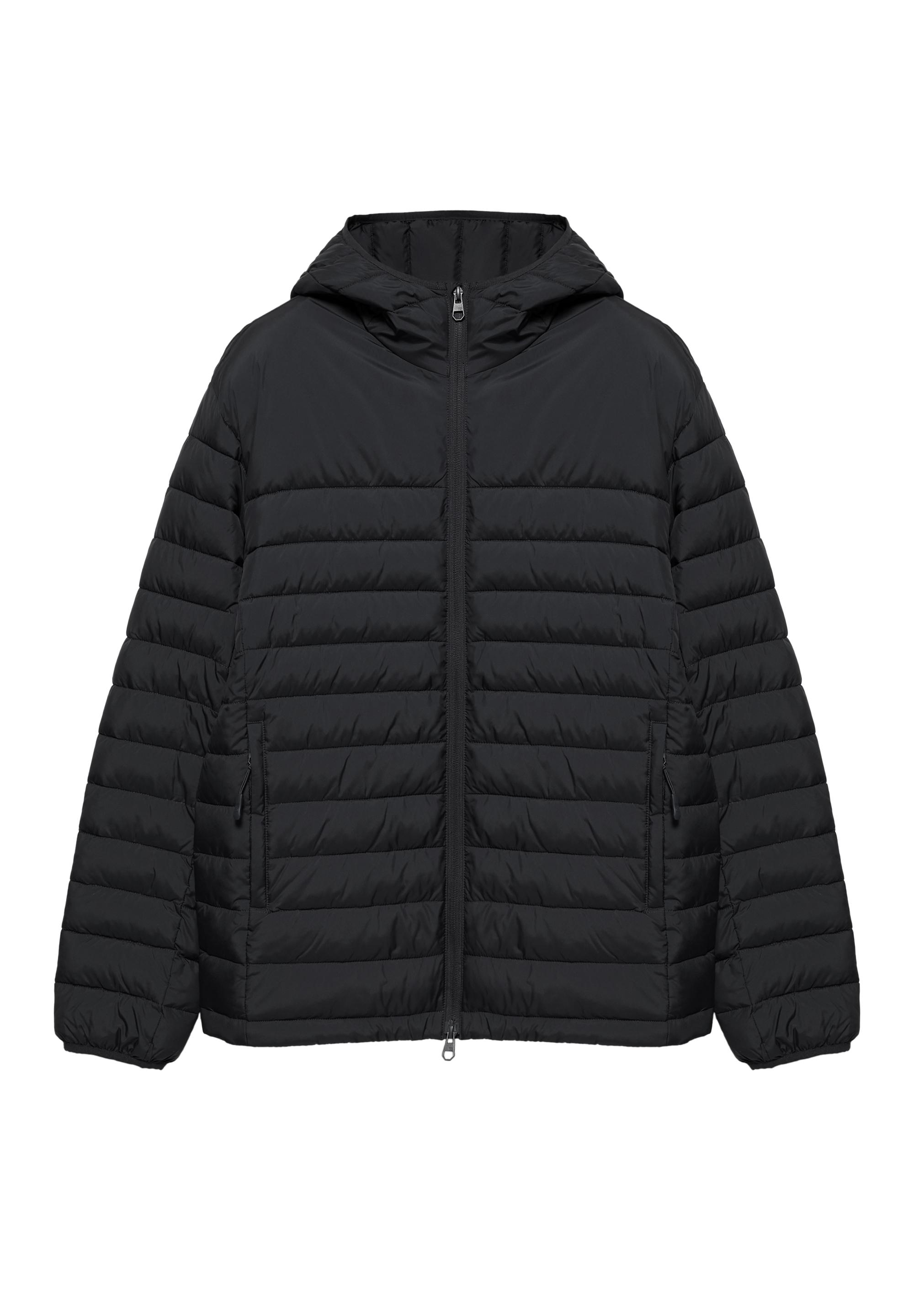 Lightweight puffer jacket with hood — Black