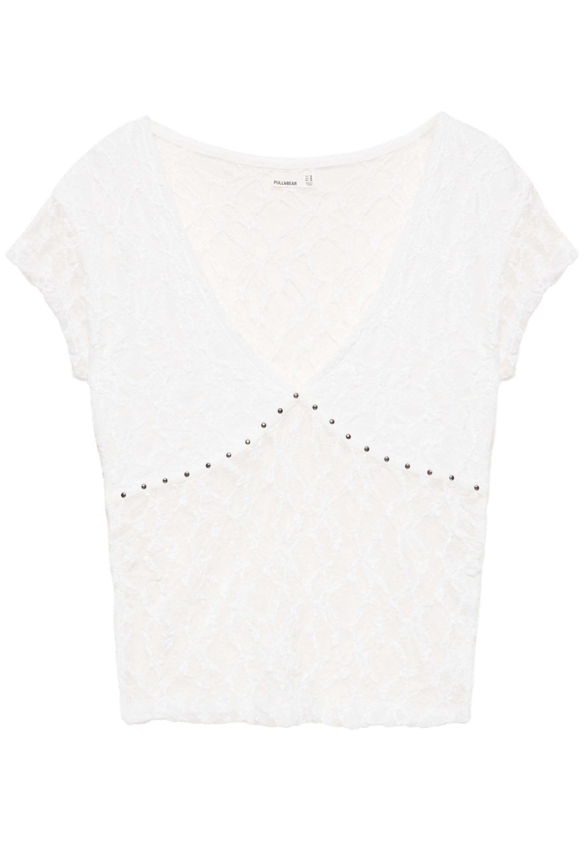 Studded lace T-shirt — White