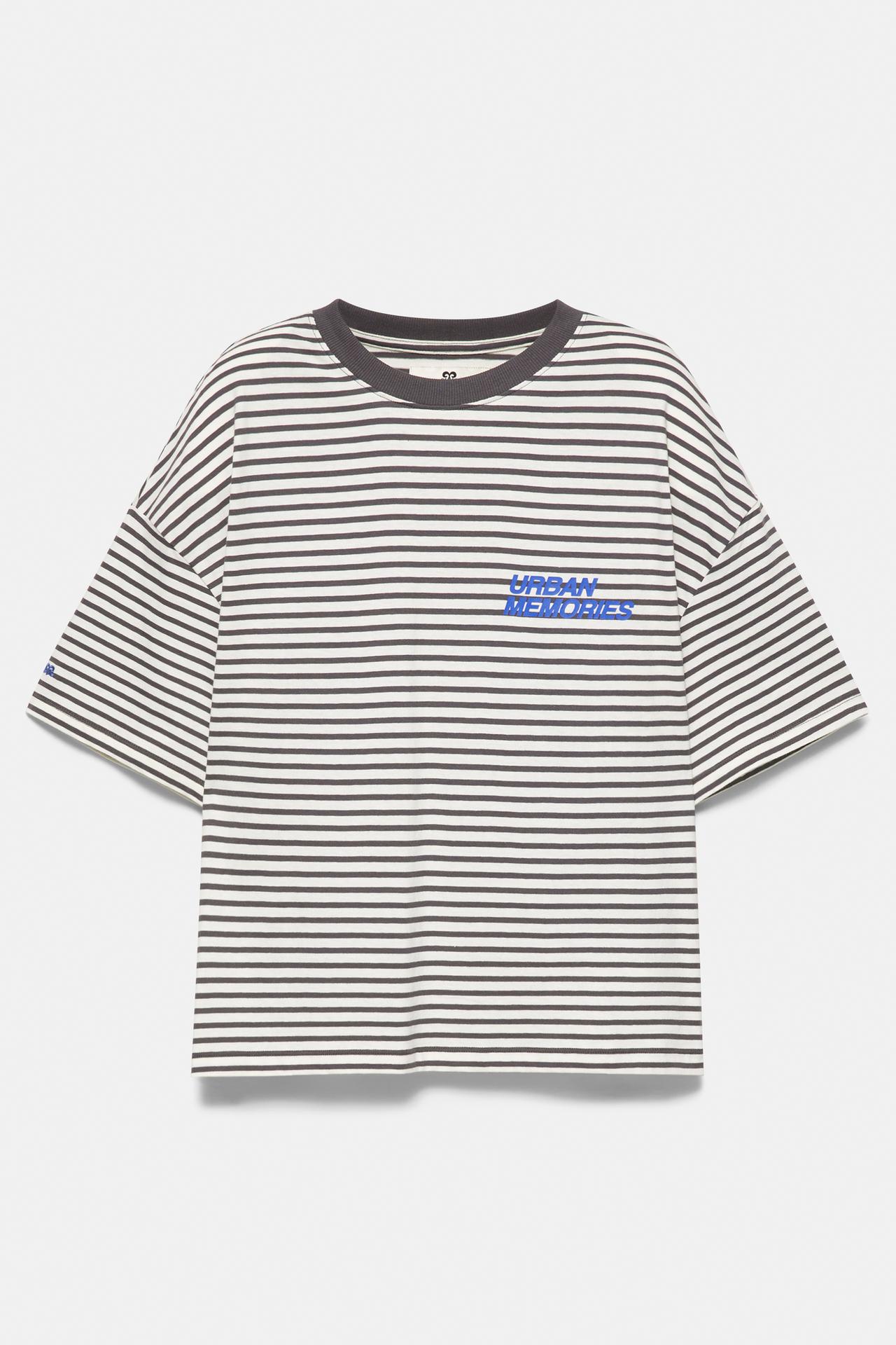 Striped text T-shirt — Anthracite grey