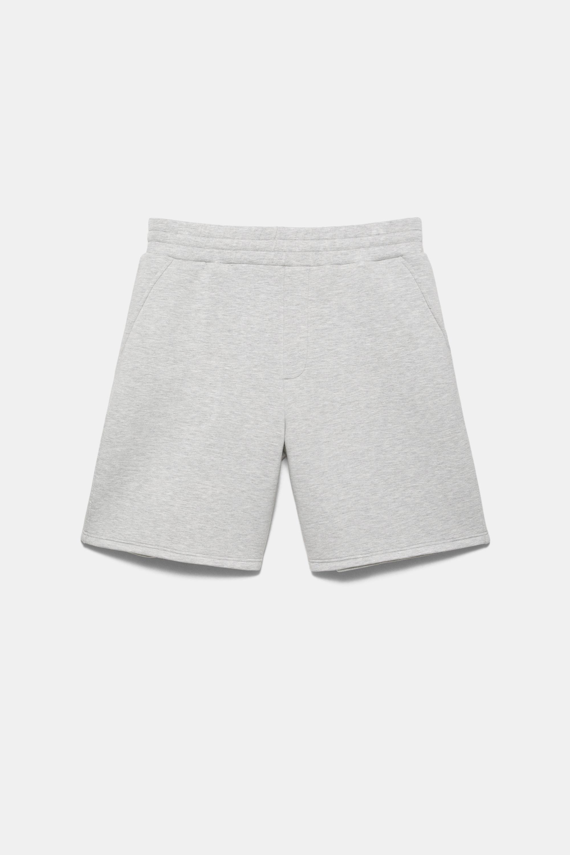 Neoprene-effect jogger Bermuda shorts — Grey marl