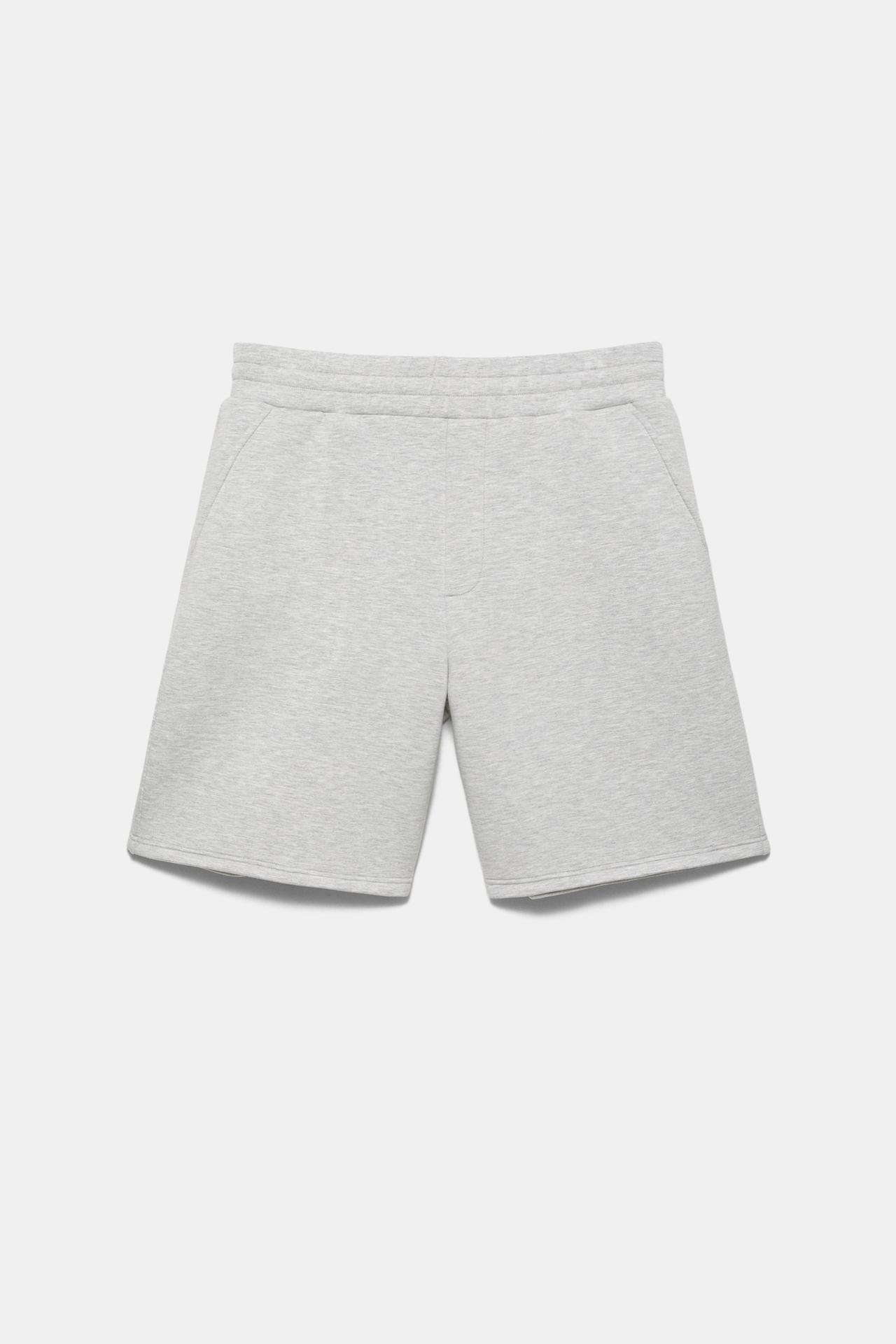 Neoprene-effect jogger Bermuda shorts — Grey marl