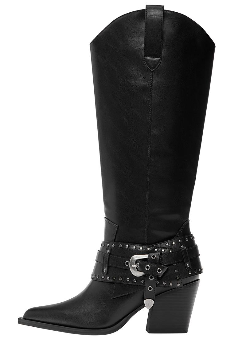 Cowboy buckle boots — Black